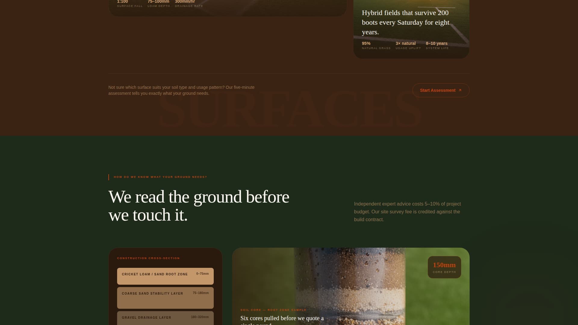 Groundcraft - Precision Sports Facility Landing Page Template