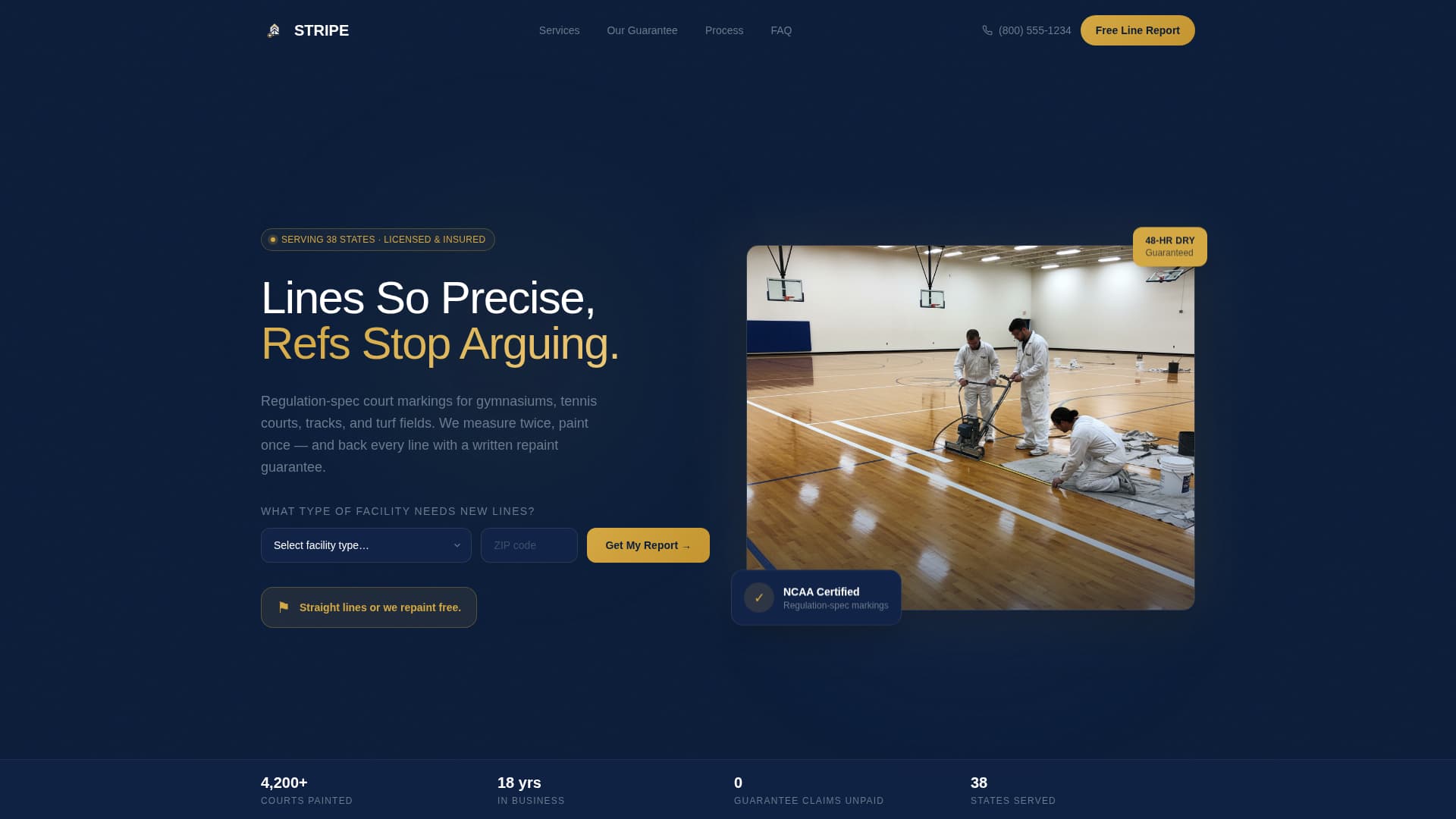 Stripe - Precision Sports Facility Landing Page Template
