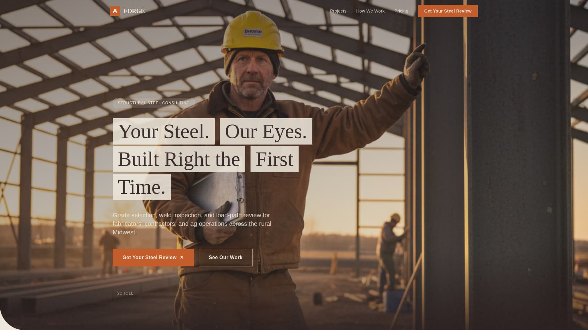 Forge - Trusted Steel Consultant Landing Page Template