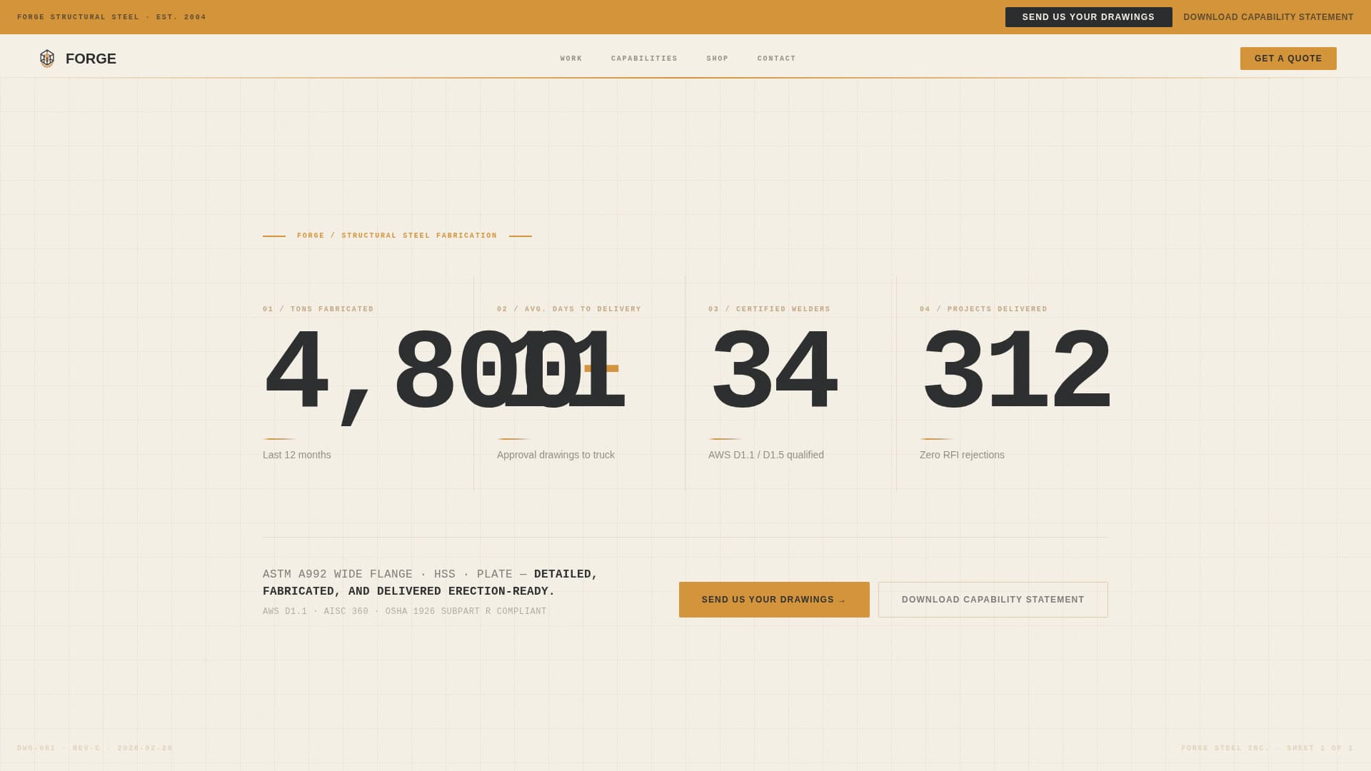 Forge - Precision Steel Fabricator Landing Page Template