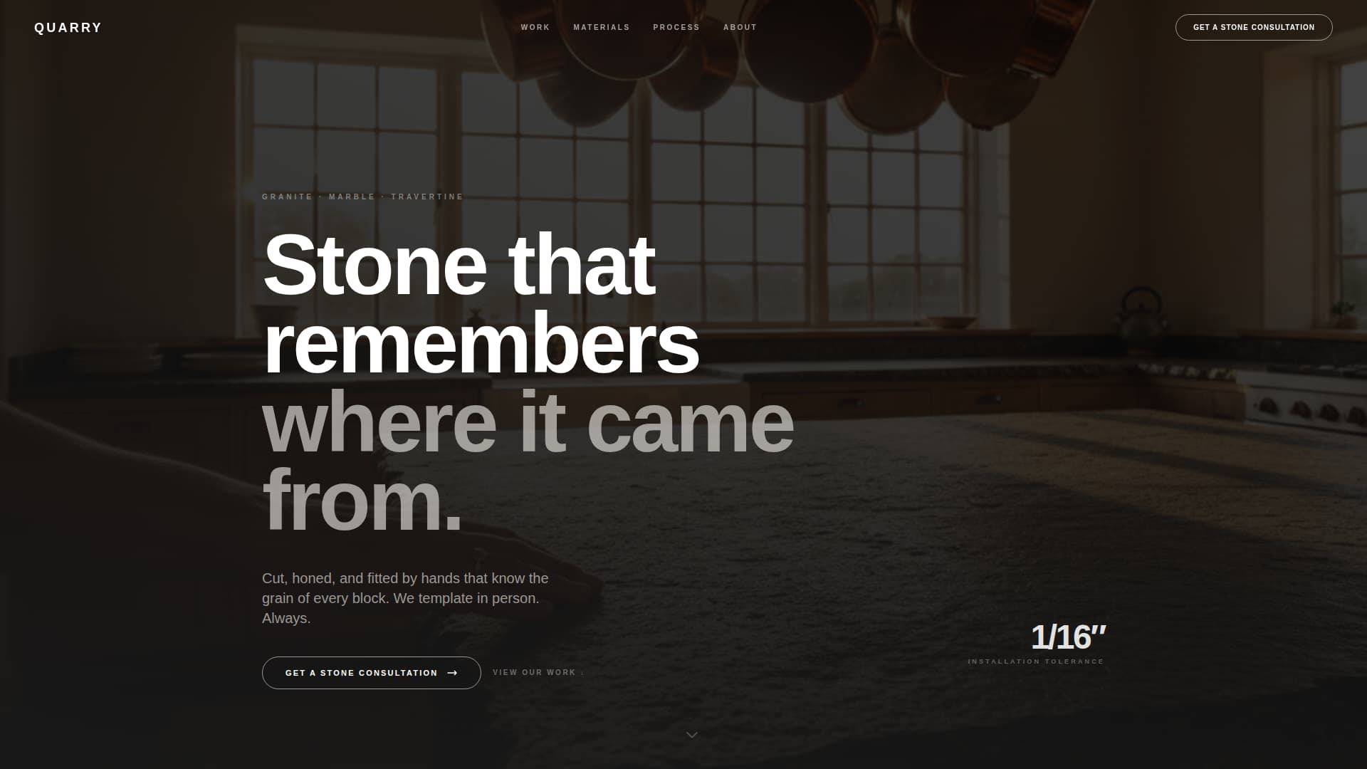 Quarry - Timeless Stone Landing Page Template