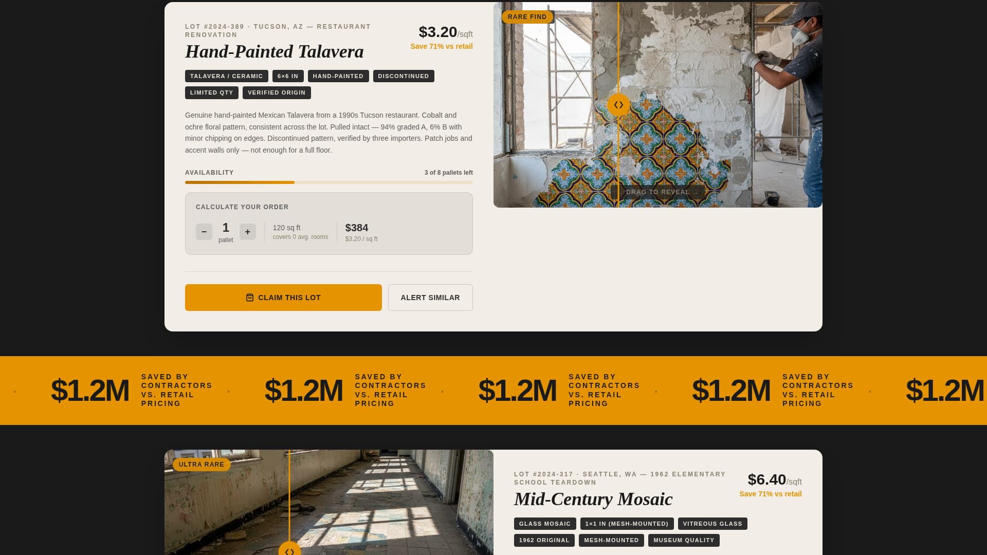Salvage - Reclaimed Tile Landing Page Template