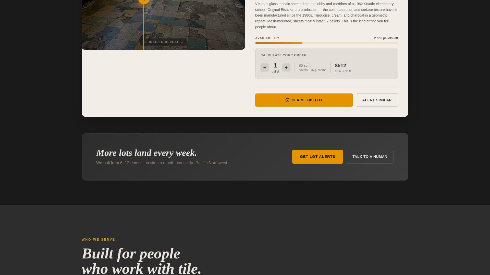 Salvage - Reclaimed Tile Landing Page Template