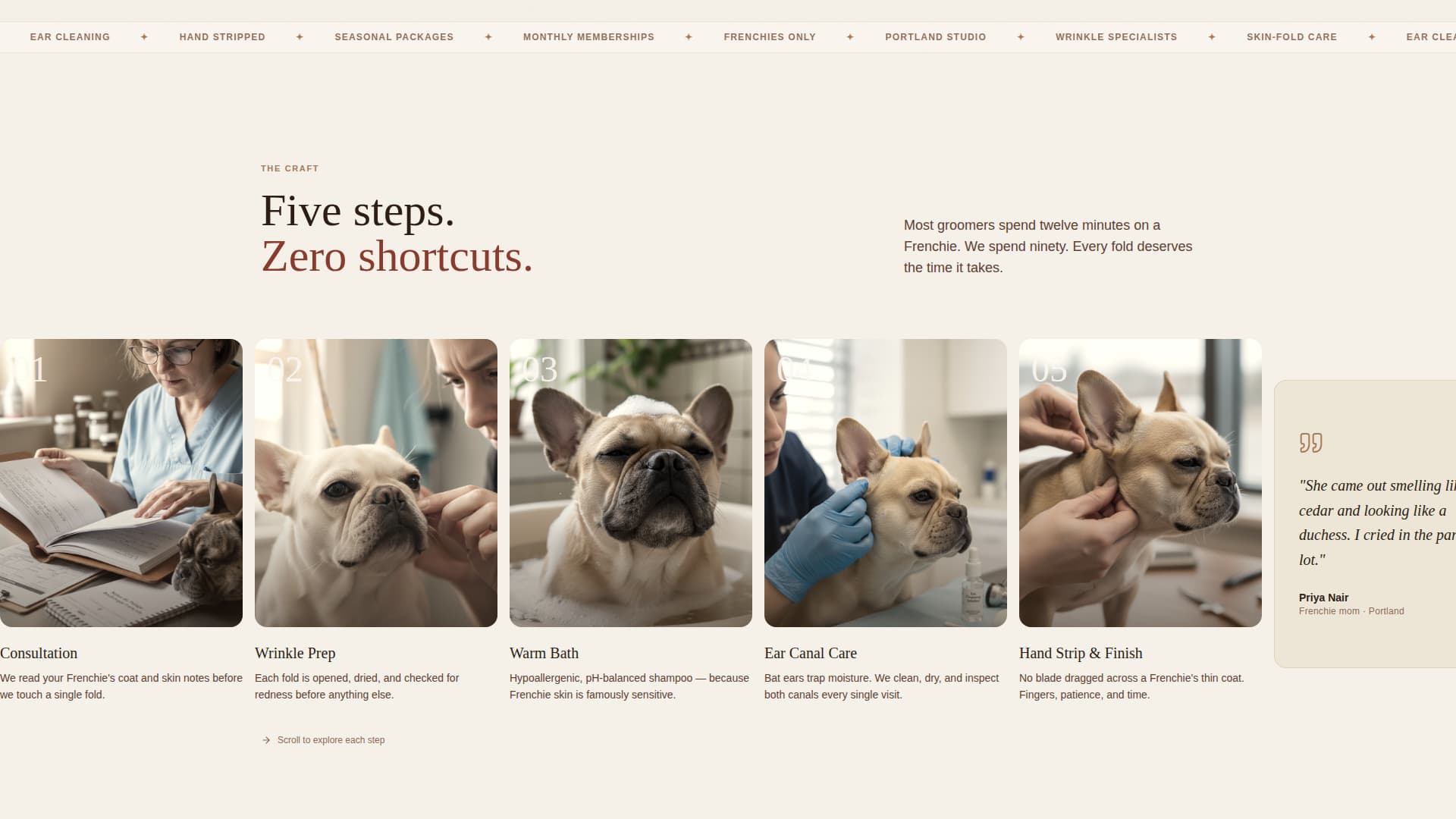 Frenchie - Artisan Grooming Landing Page Template