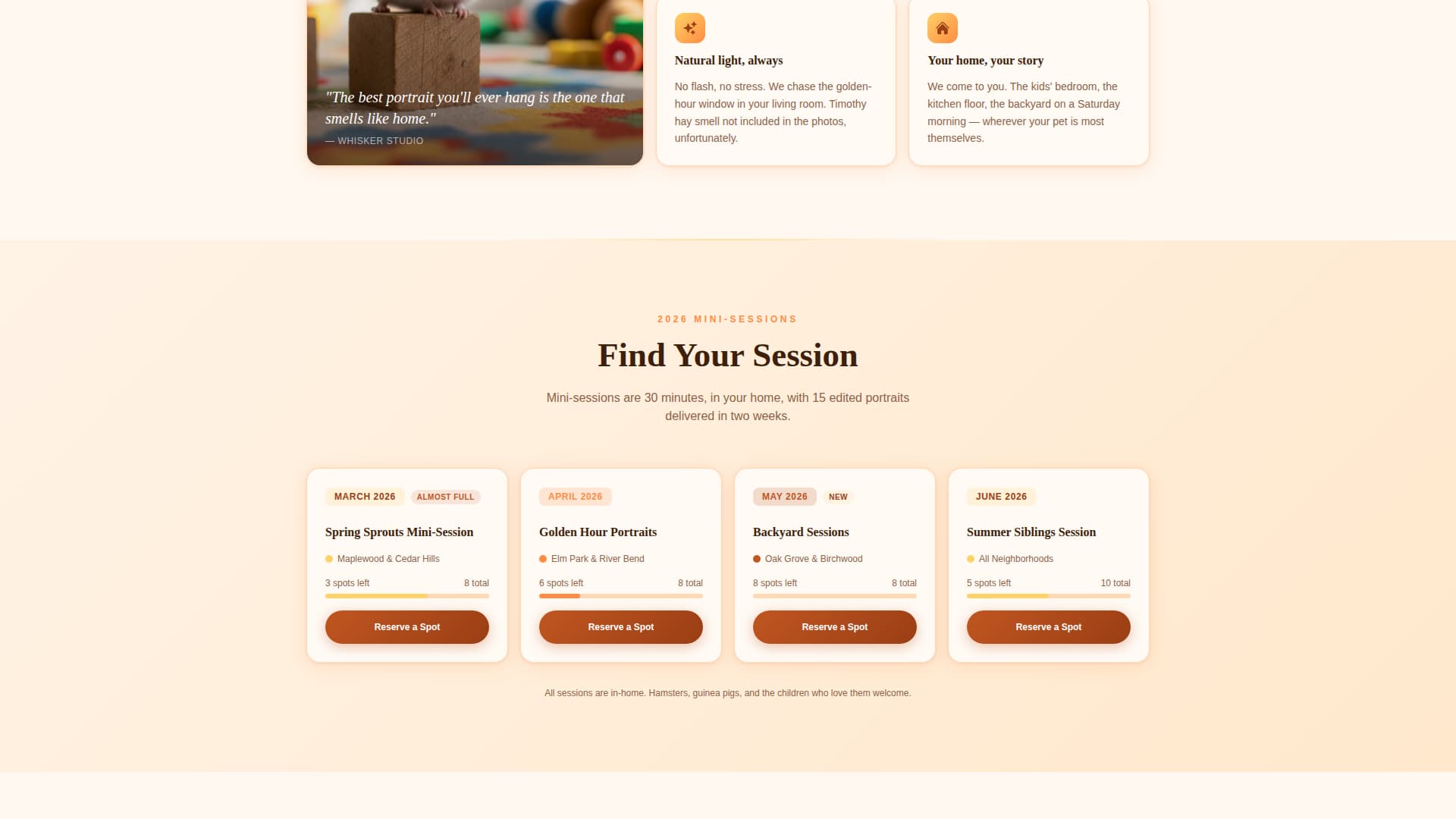 Whisker - Heartwarming Photography Landing Page Template