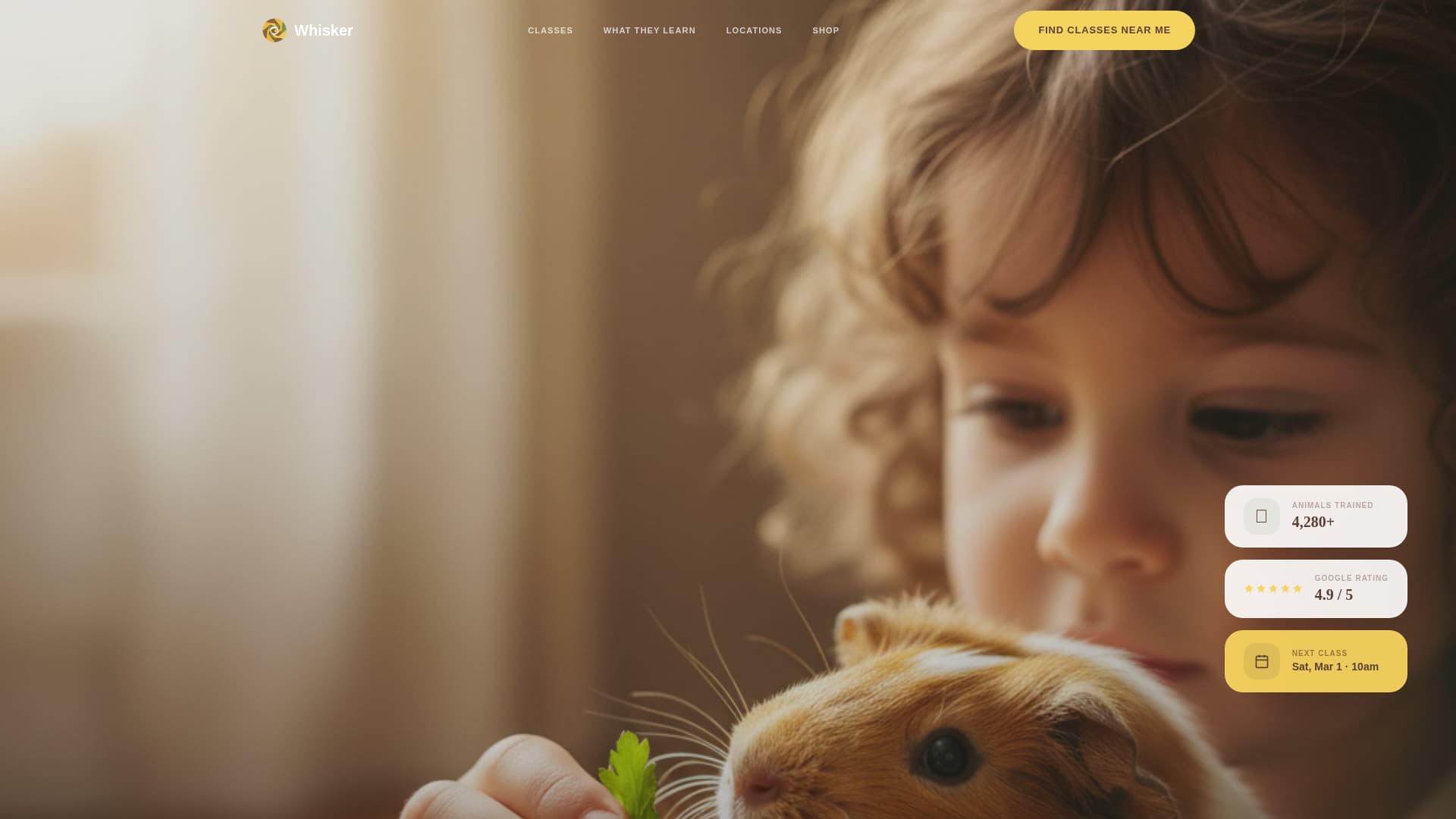 Whisker - Charming Pettraining Landing Page Template