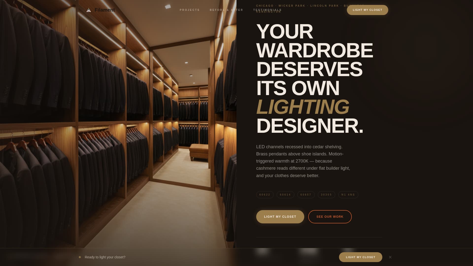 Filament - Radiant Closet Landing Page Template