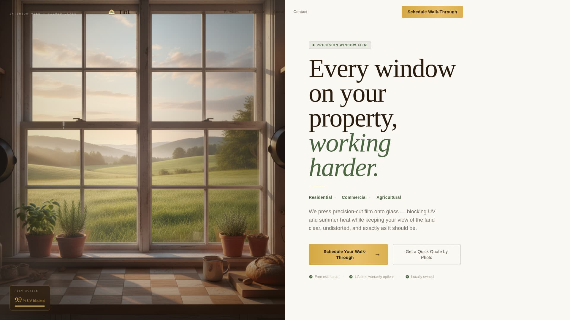 Tint - Precision Windowfilm Landing Page Template