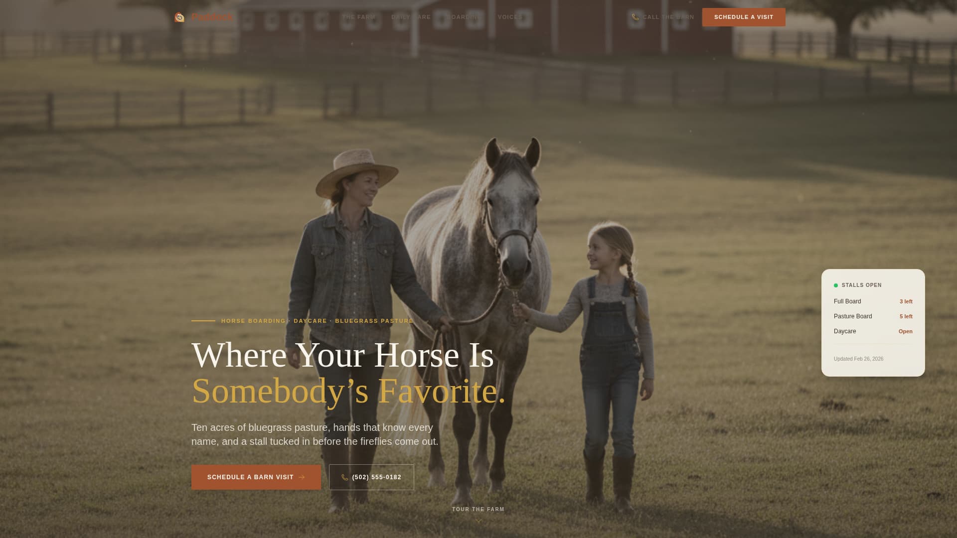 Paddock - Trusted Boarding Landing Page Template