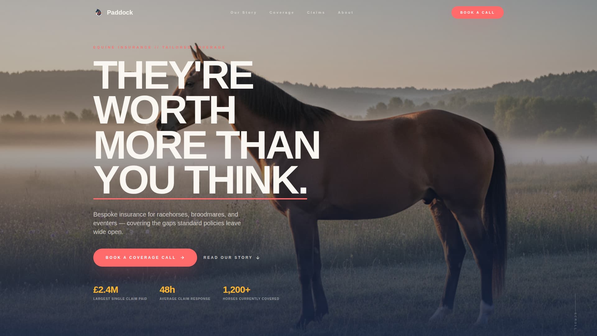 Paddock - Bold Horseinsurance Landing Page Template