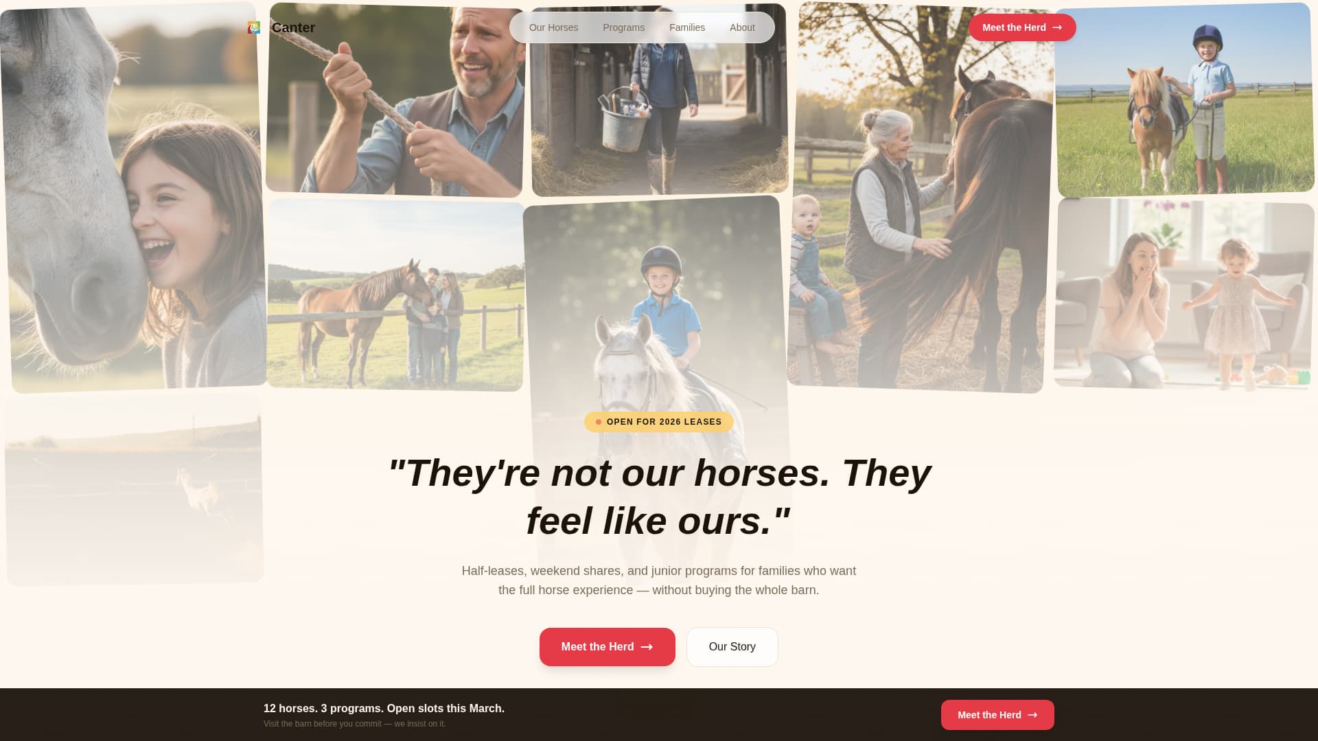 Canter - Heartwarming Equestrian Landing Page Template