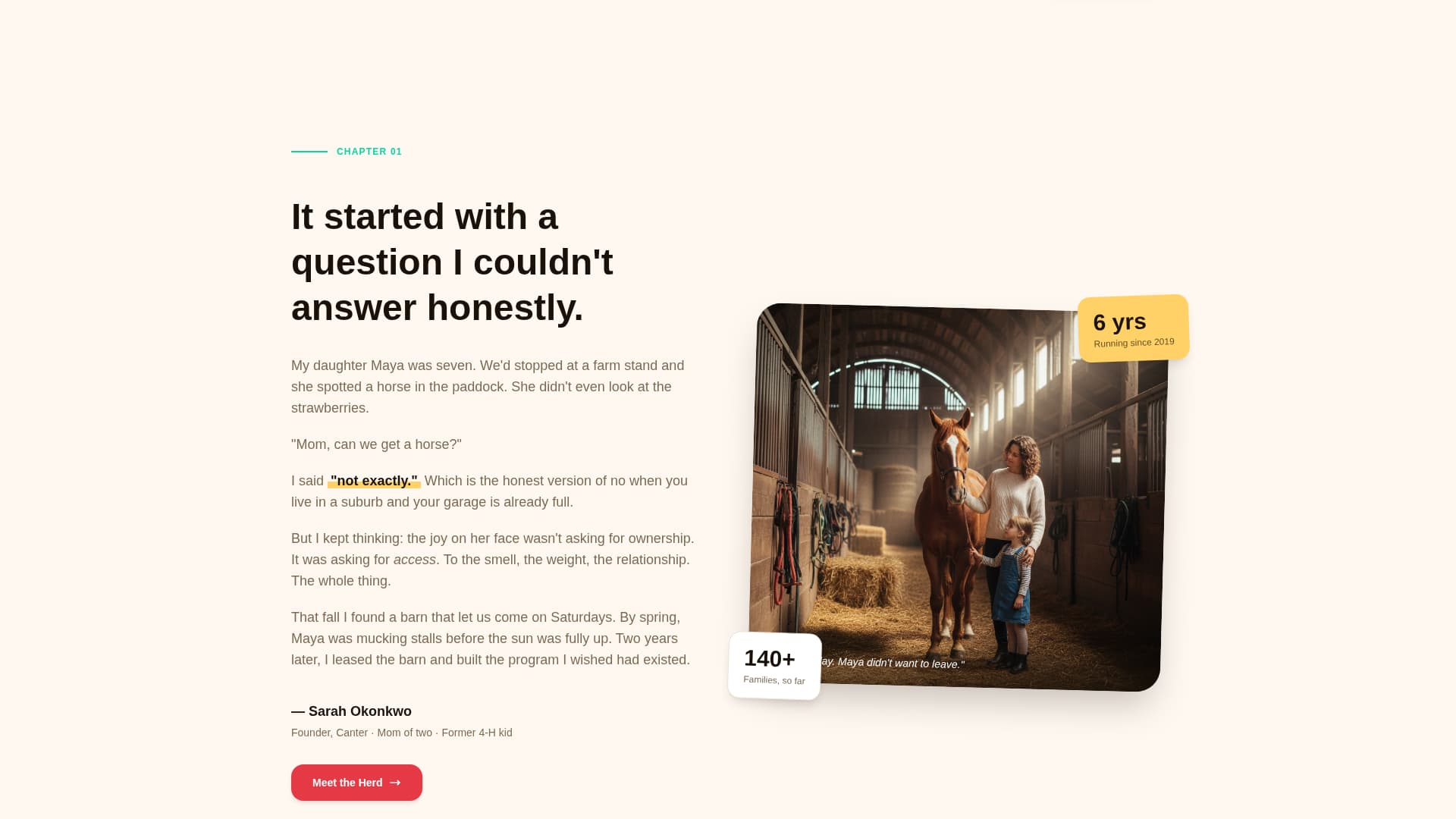 Canter - Heartwarming Equestrian Landing Page Template