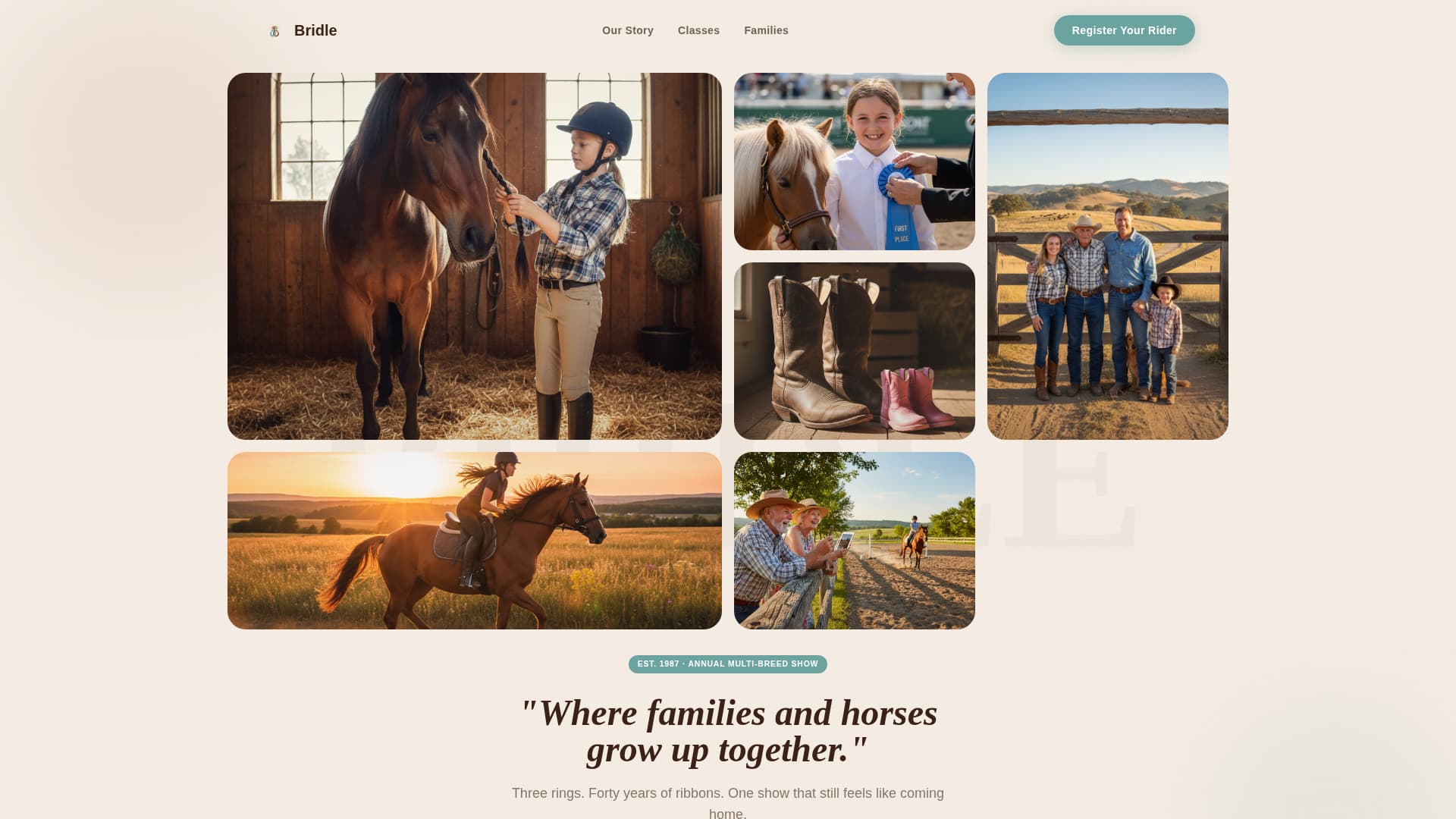 Bridle - Heartfelt Equestrian Landing Page Template