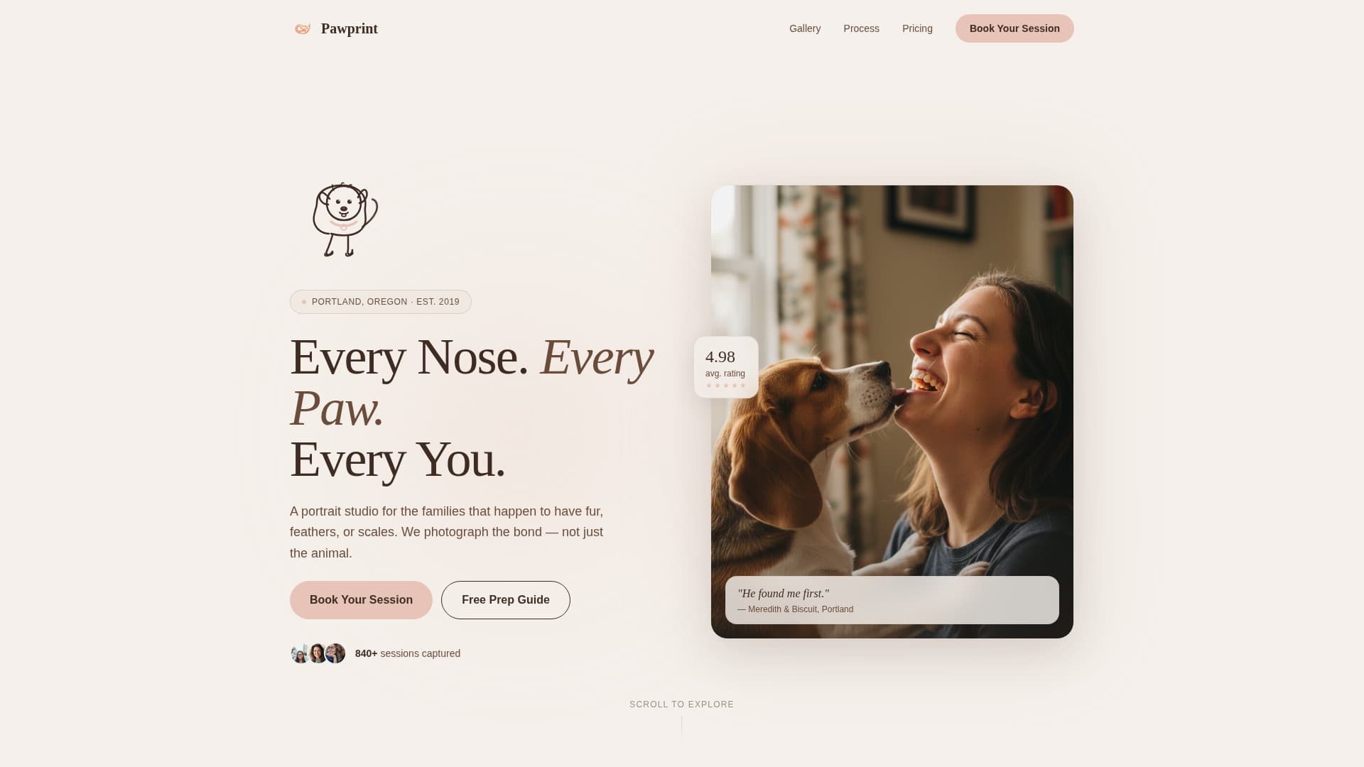 Pawprint - Heartwarming Petphotography Landing Page Template