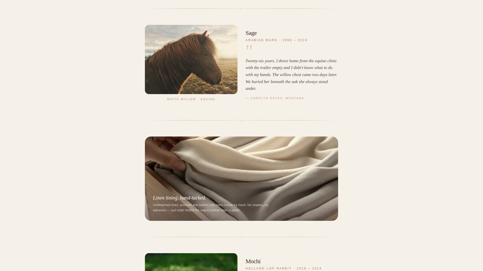 Heartwood - Handcrafted Petcasket Landing Page Template