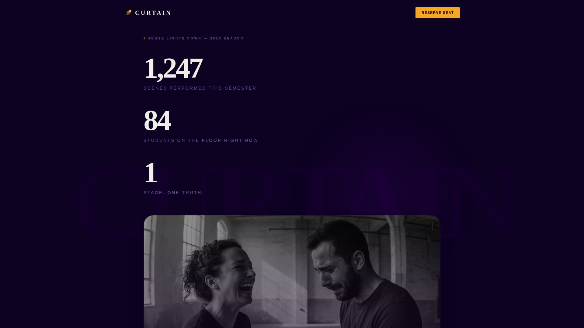 Curtain - Transformative Acting Landing Page Template