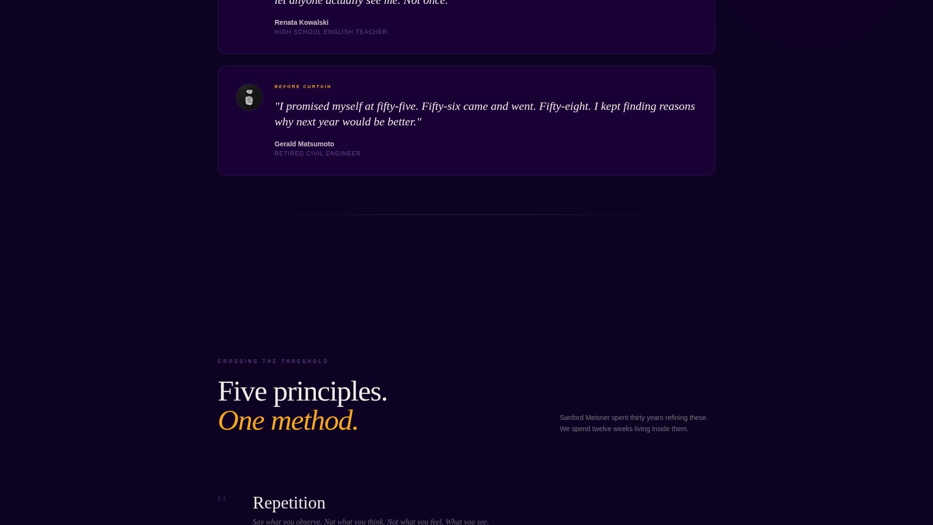 Curtain - Transformative Acting Landing Page Template