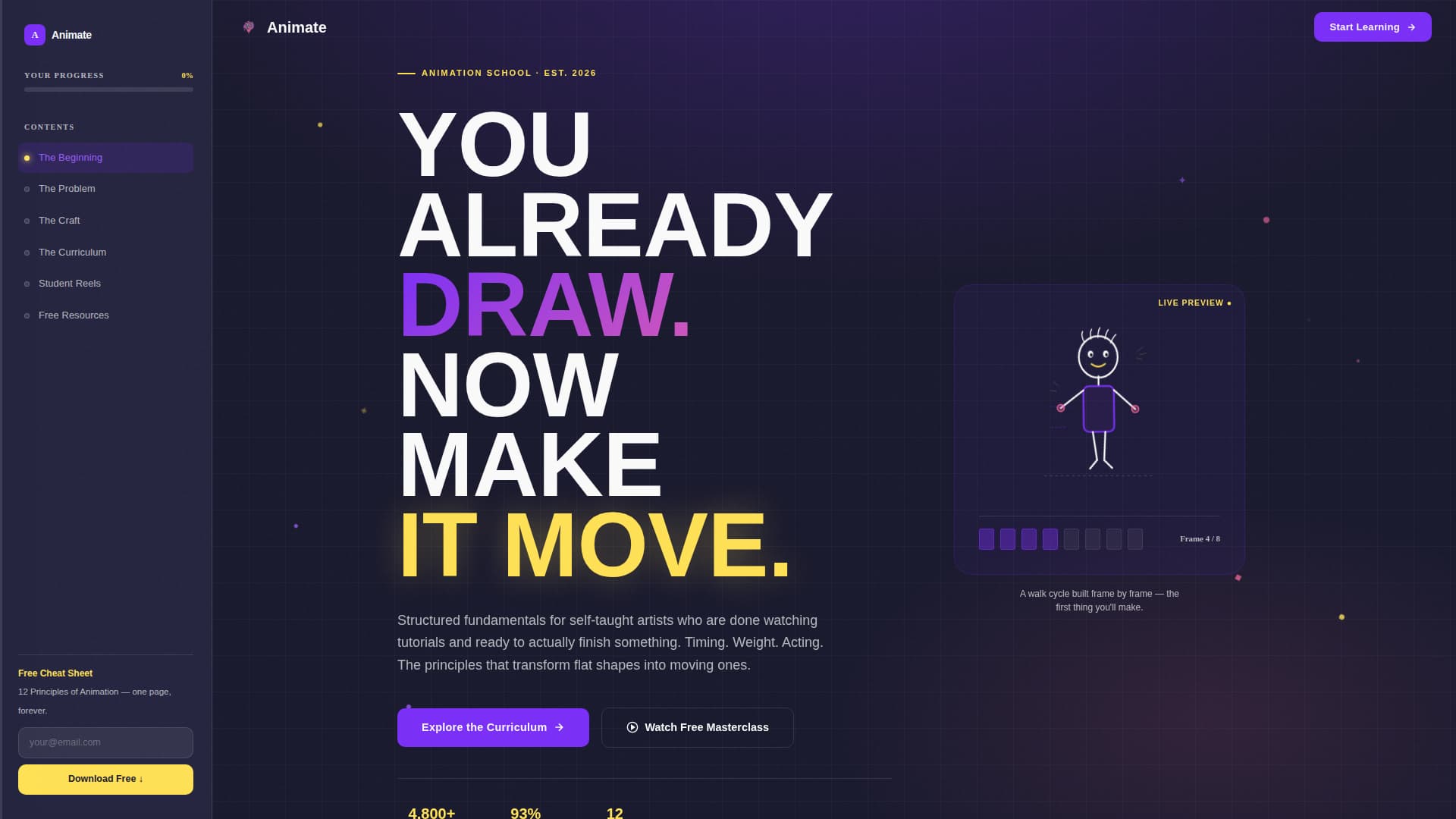 Animate - Dynamic Animationschool Landing Page Template