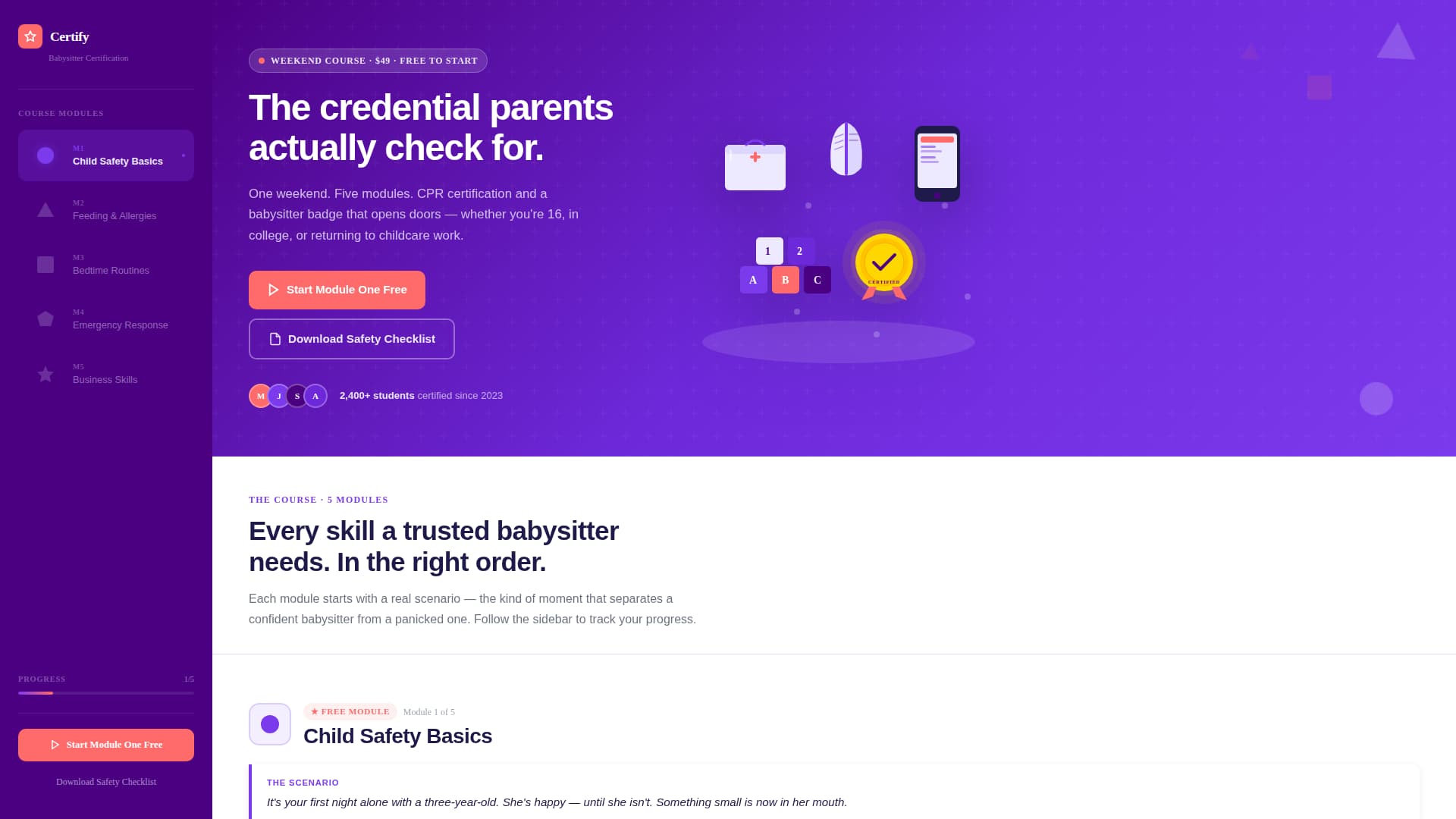 Certify - Playful Babysittercertification Landing Page Template