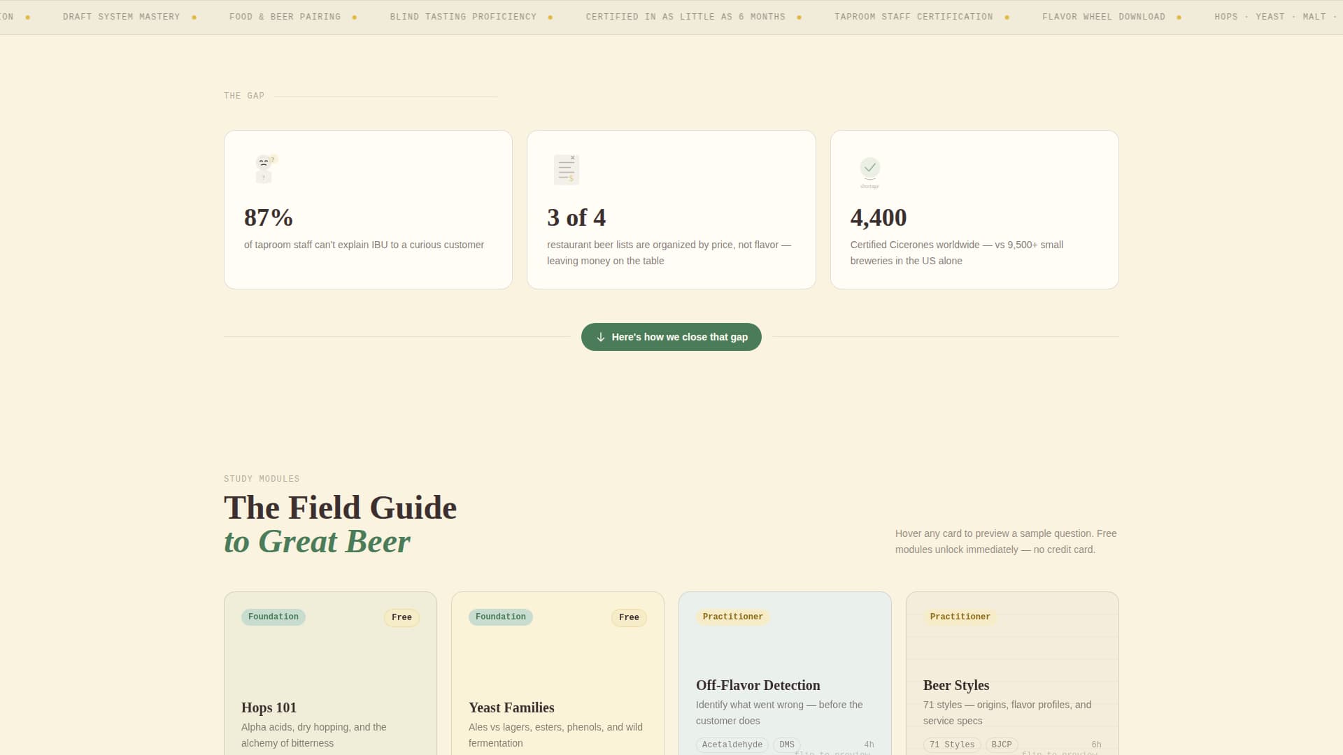 Cicerone - Playful Beercertification Landing Page Template
