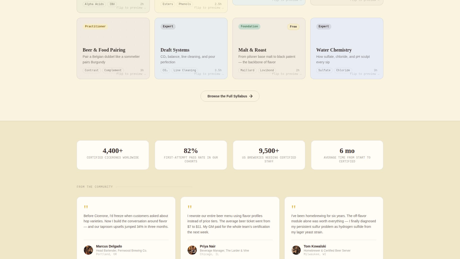Cicerone - Playful Beercertification Landing Page Template