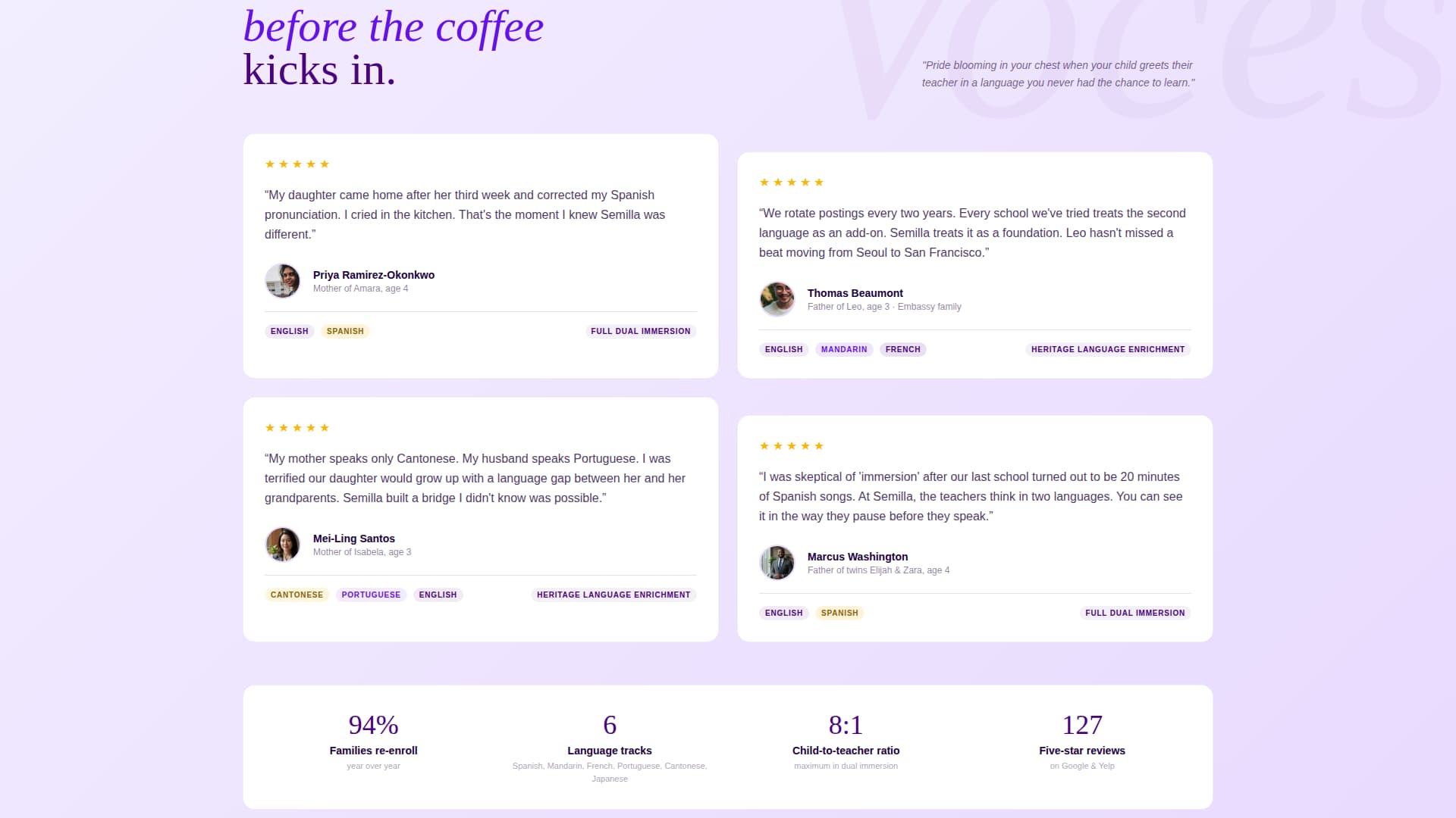 Semilla - Immersive Preschool Landing Page Template