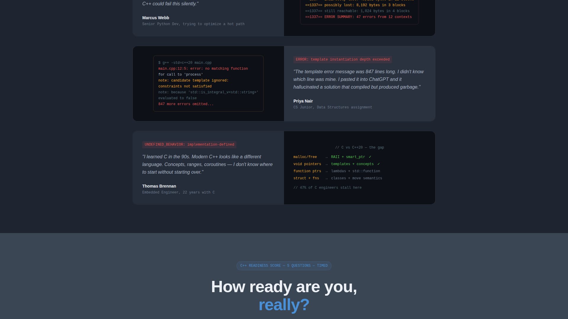 Compile - Authoritative C++ Landing Page Template
