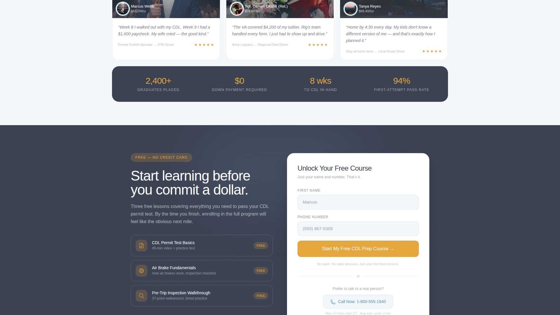 Rig - Powerful CDL School Landing Page Template