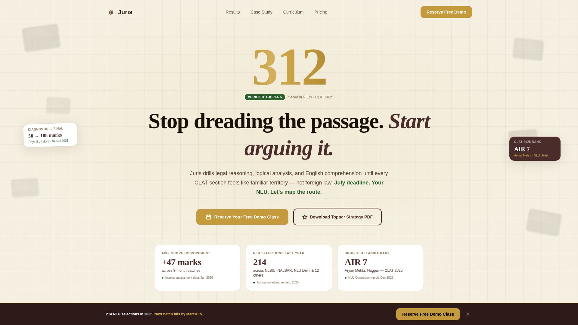 Juris - Elite CLAT Landing Page Template
