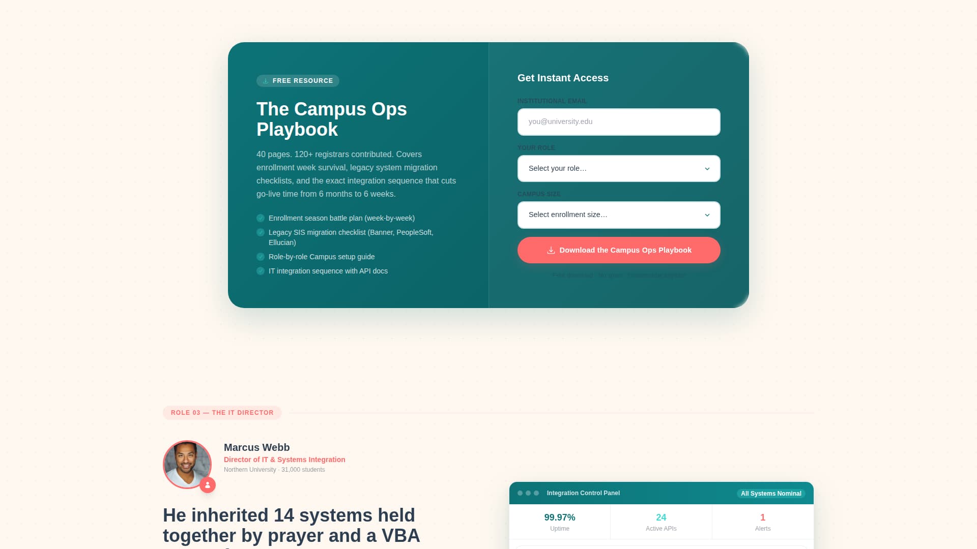 Campus - Unified Operations Landing Page Template