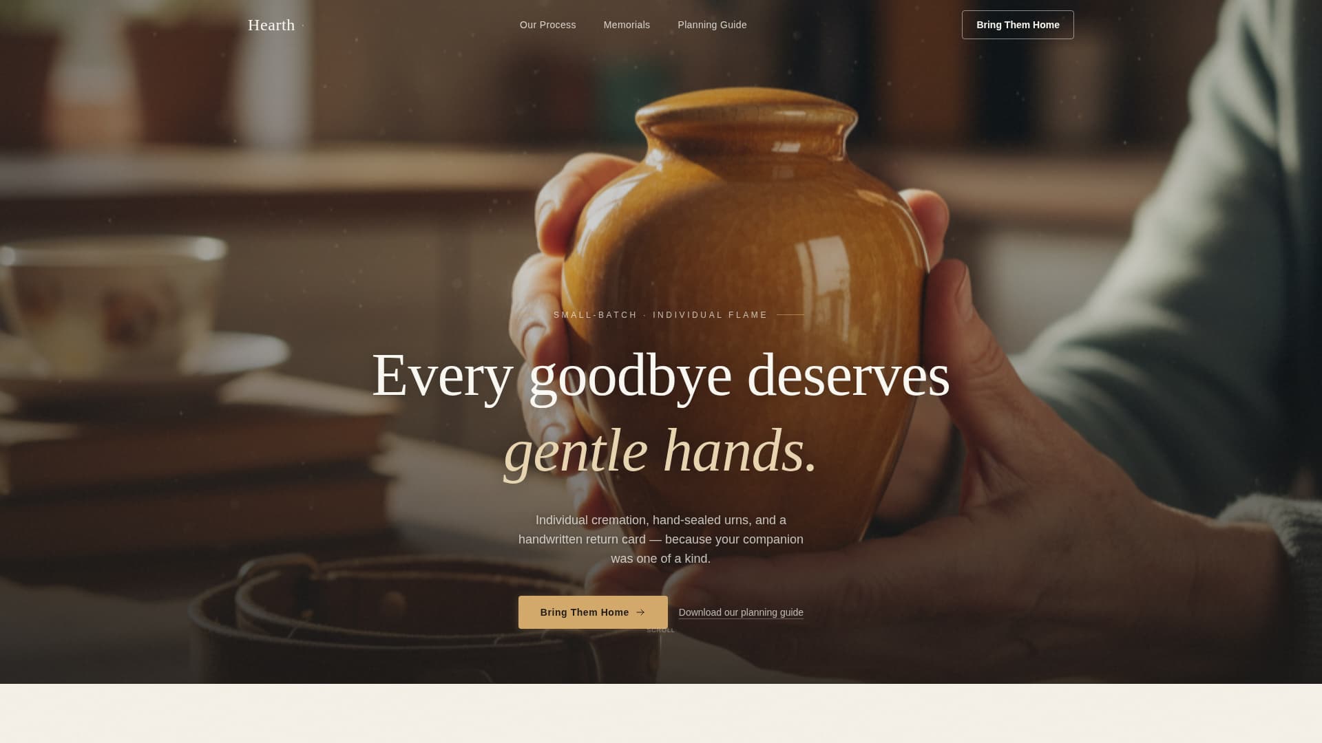 Hearth - Gentle Petcremation Landing Page Template