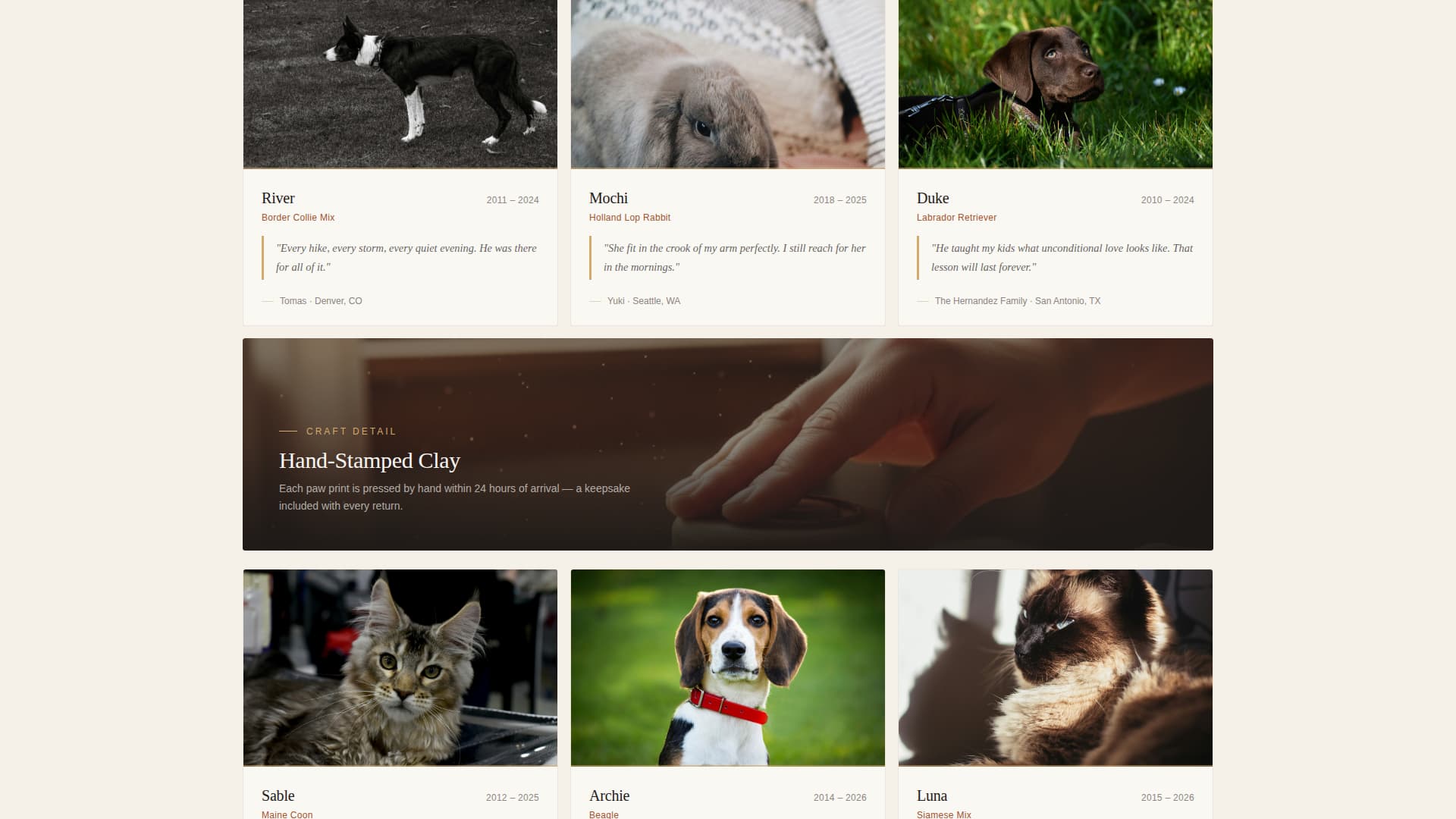 Hearth - Gentle Petcremation Landing Page Template