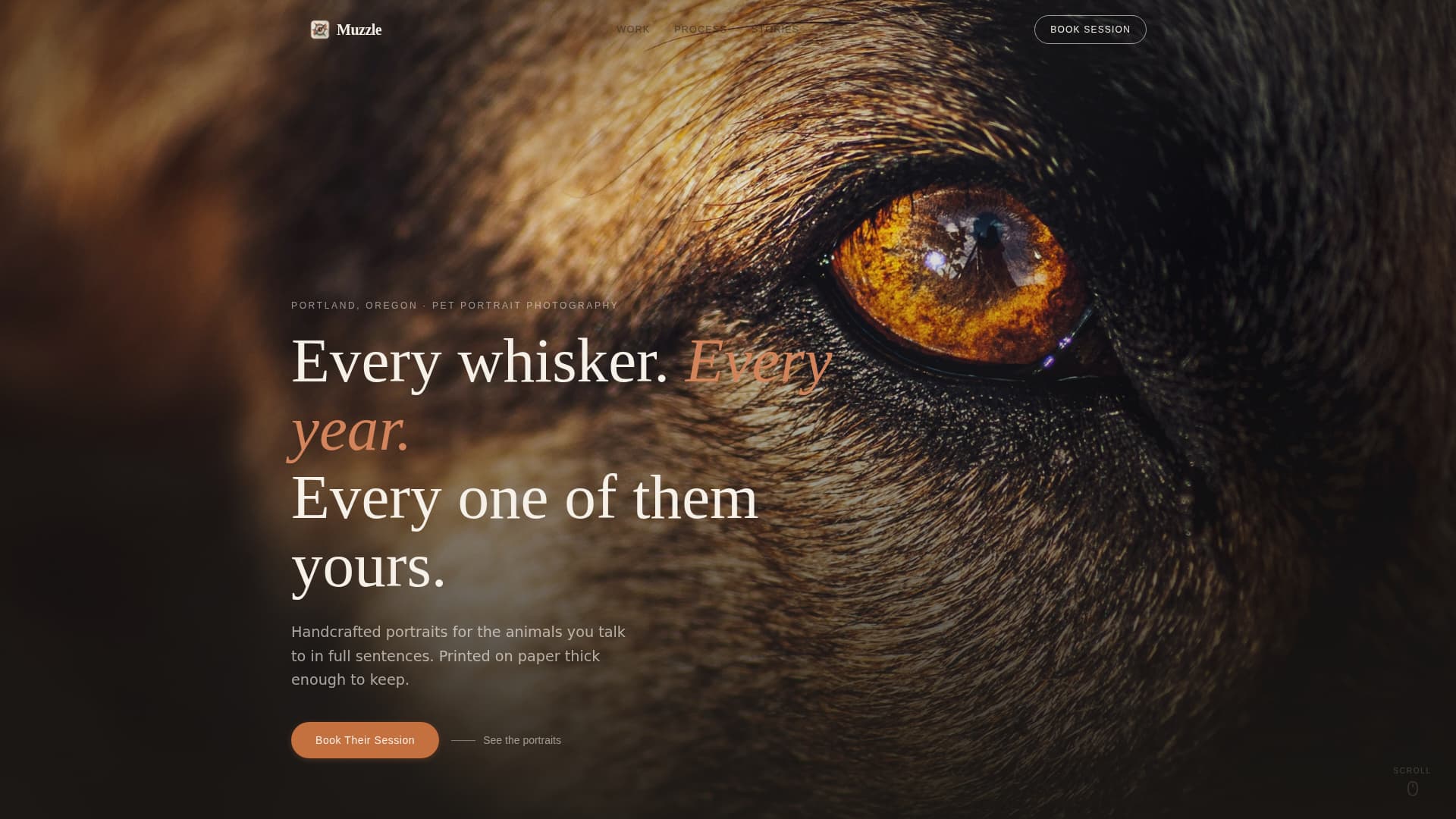 Muzzle - Heartfelt Petportrait Landing Page Template