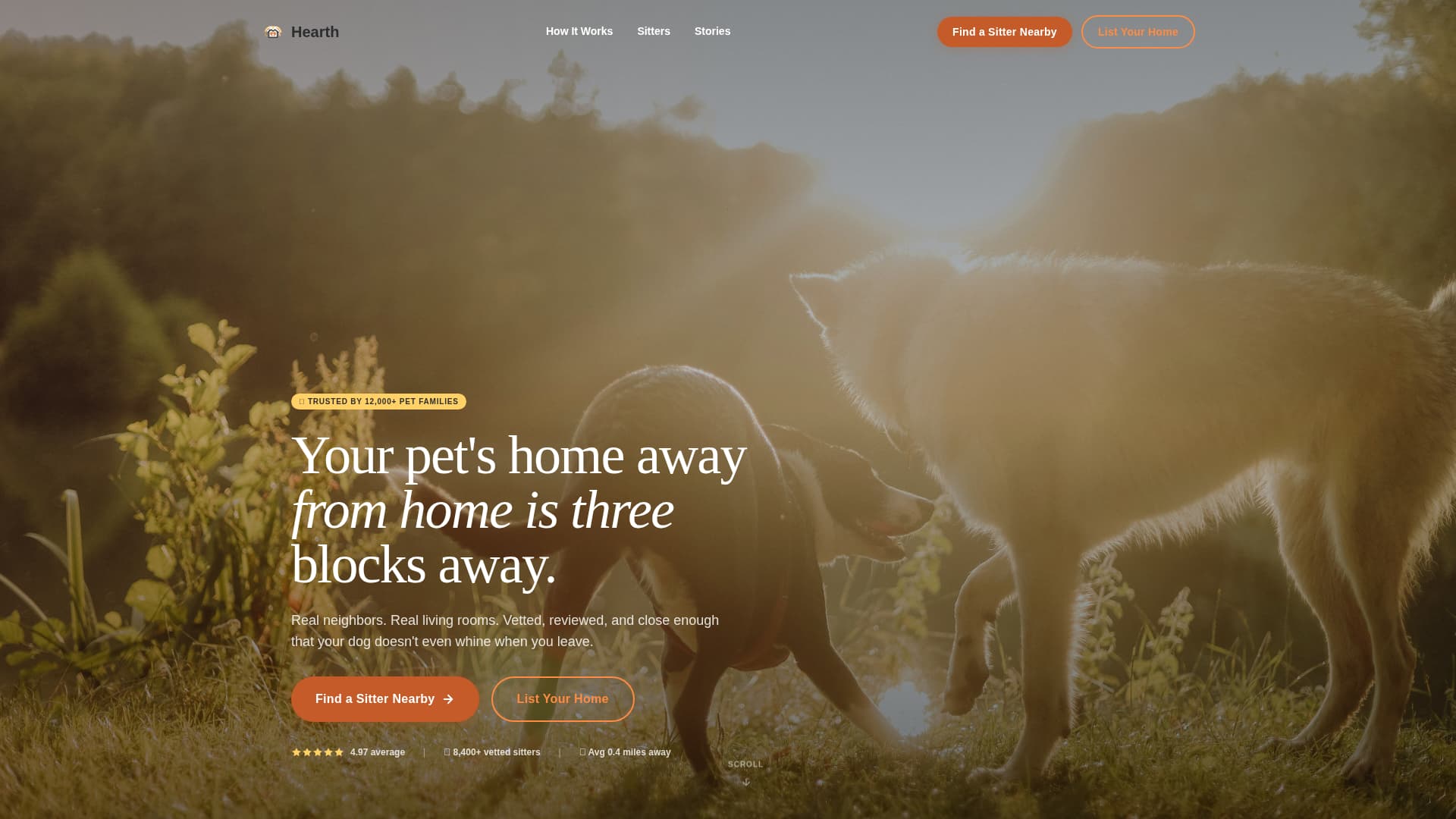 Hearth - Trusted Petsitting Landing Page Template
