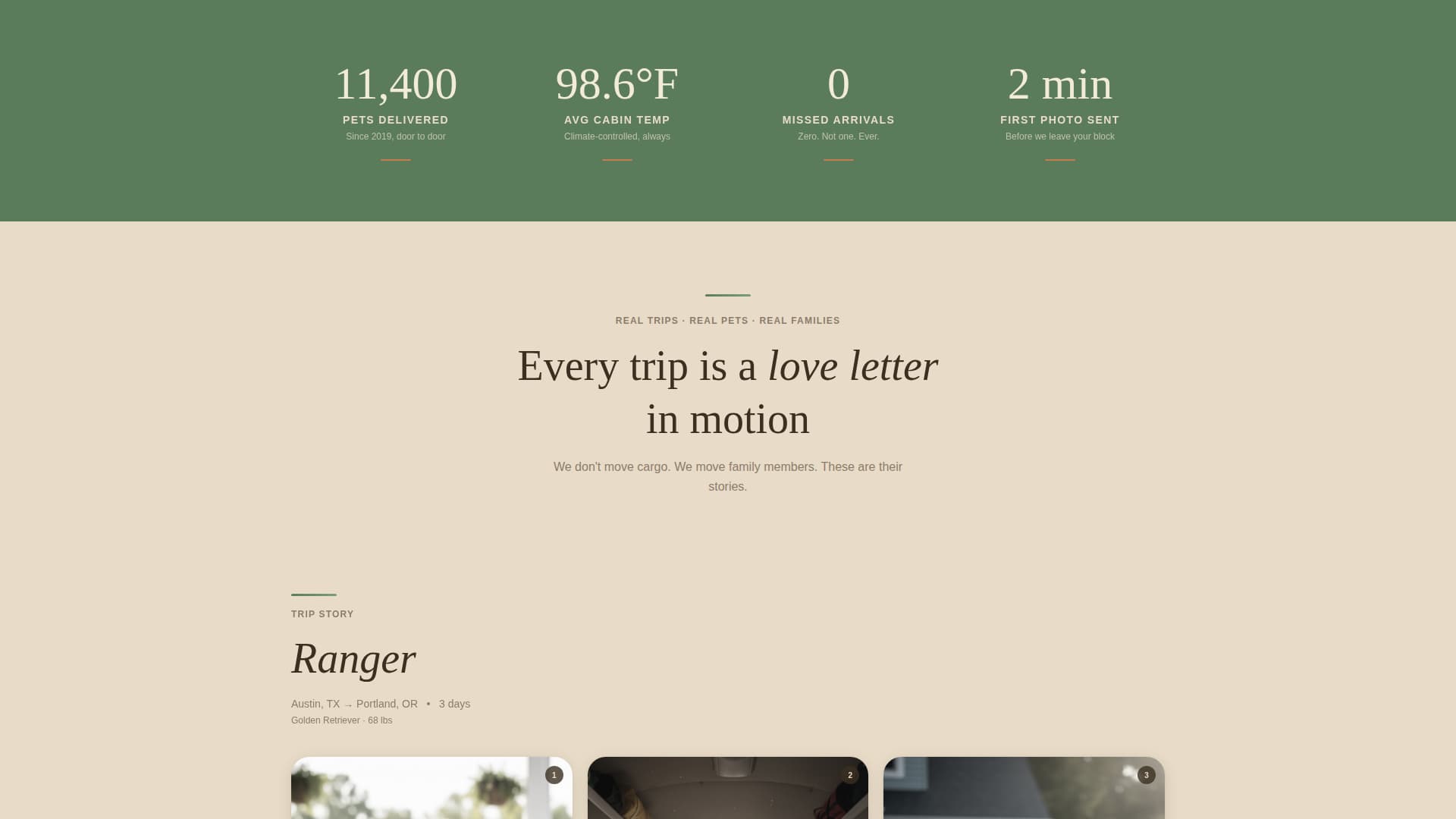 Convoy - Trusted Pettransport Landing Page Template
