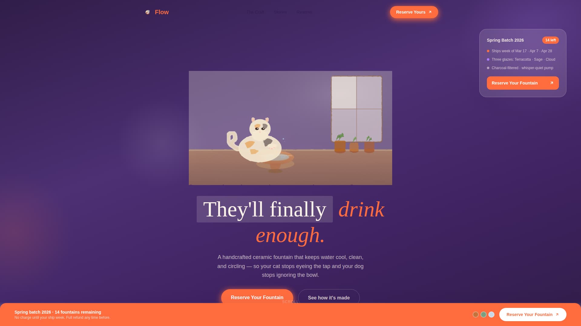 Flow - Charming Petfountain Landing Page Template
