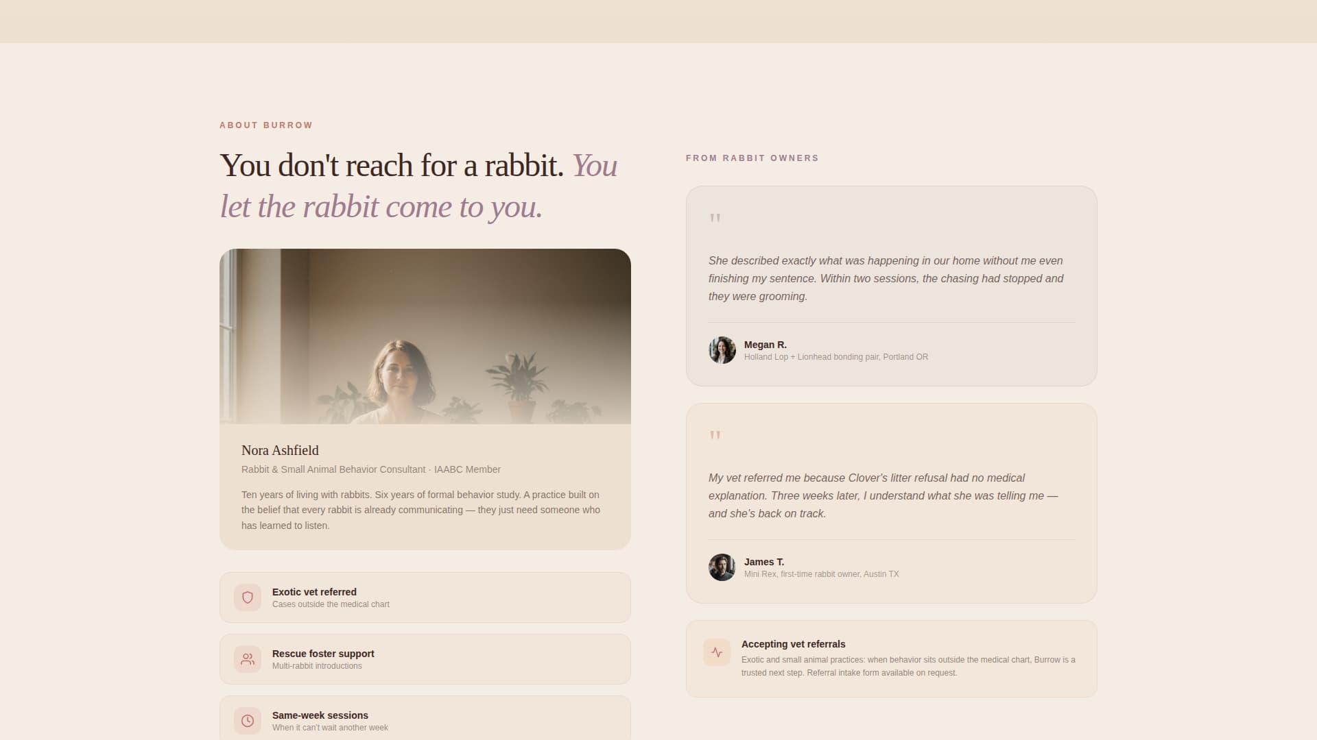 Burrow - Trusted Rabbitbehavior Landing Page Template