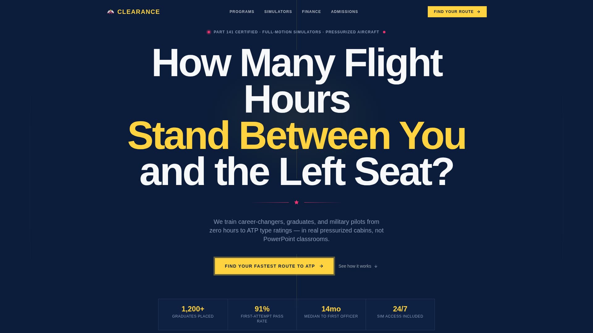 Clearance - High-Altitude Pilot Training Landing Page Template