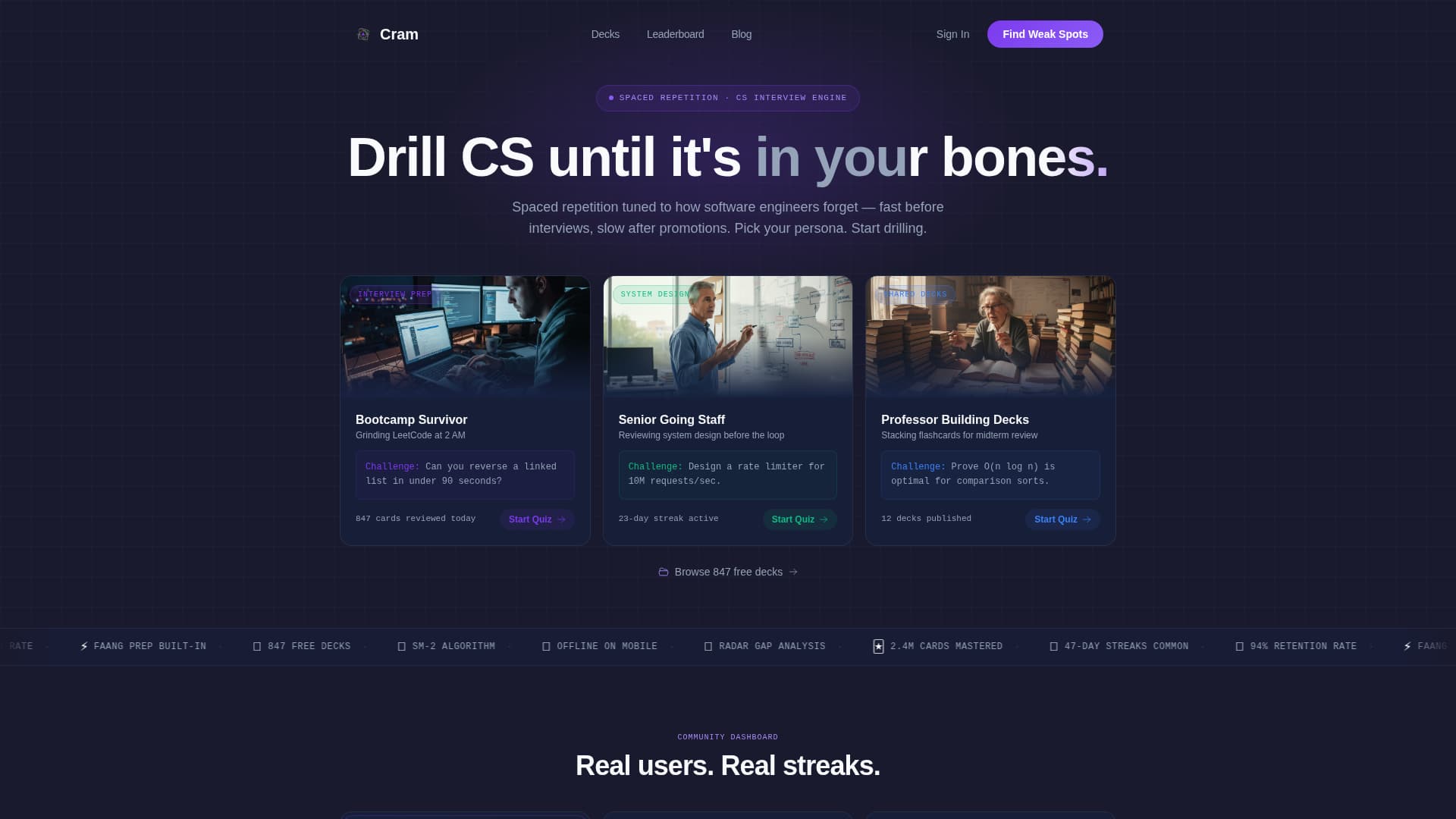 Cram - Adaptive Flashcard Landing Page Template