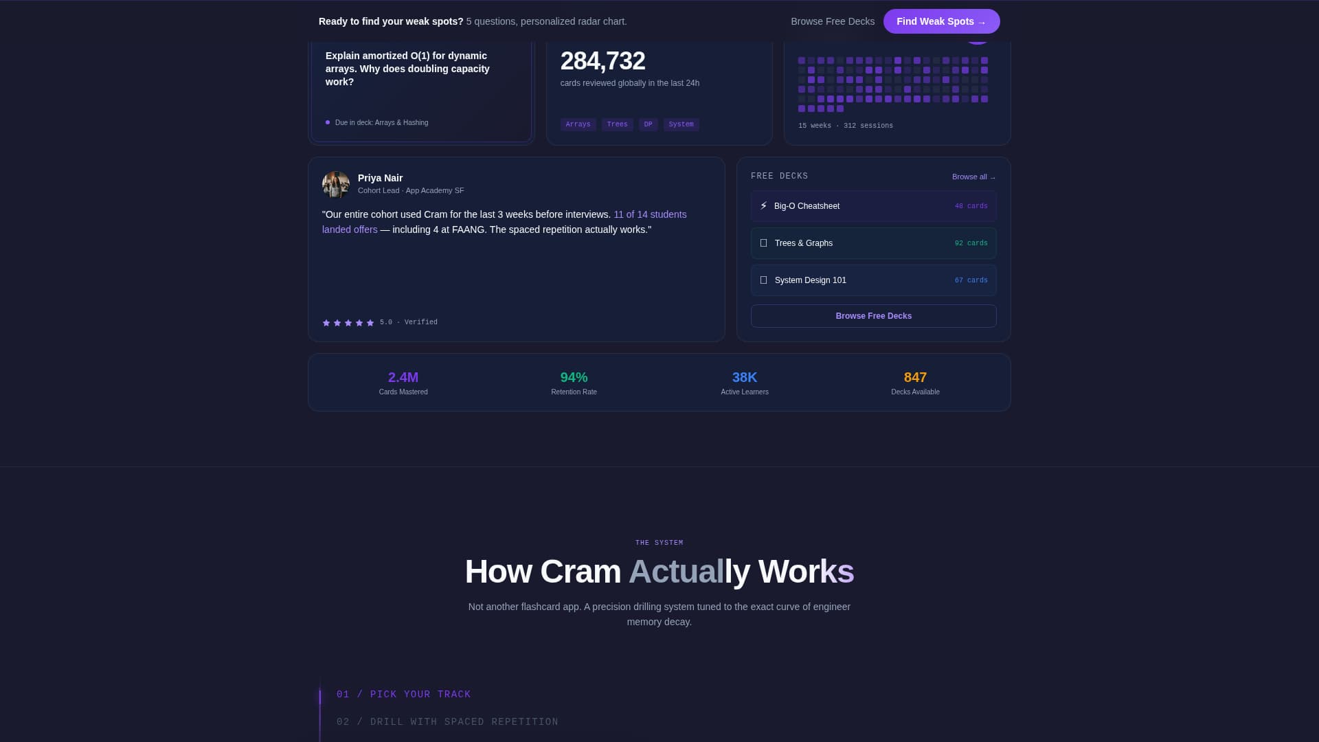 Cram - Adaptive Flashcard Landing Page Template