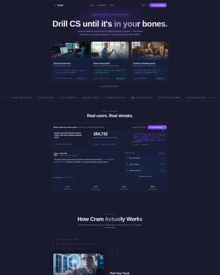 Cram - Adaptive Flashcard Landing Page Template