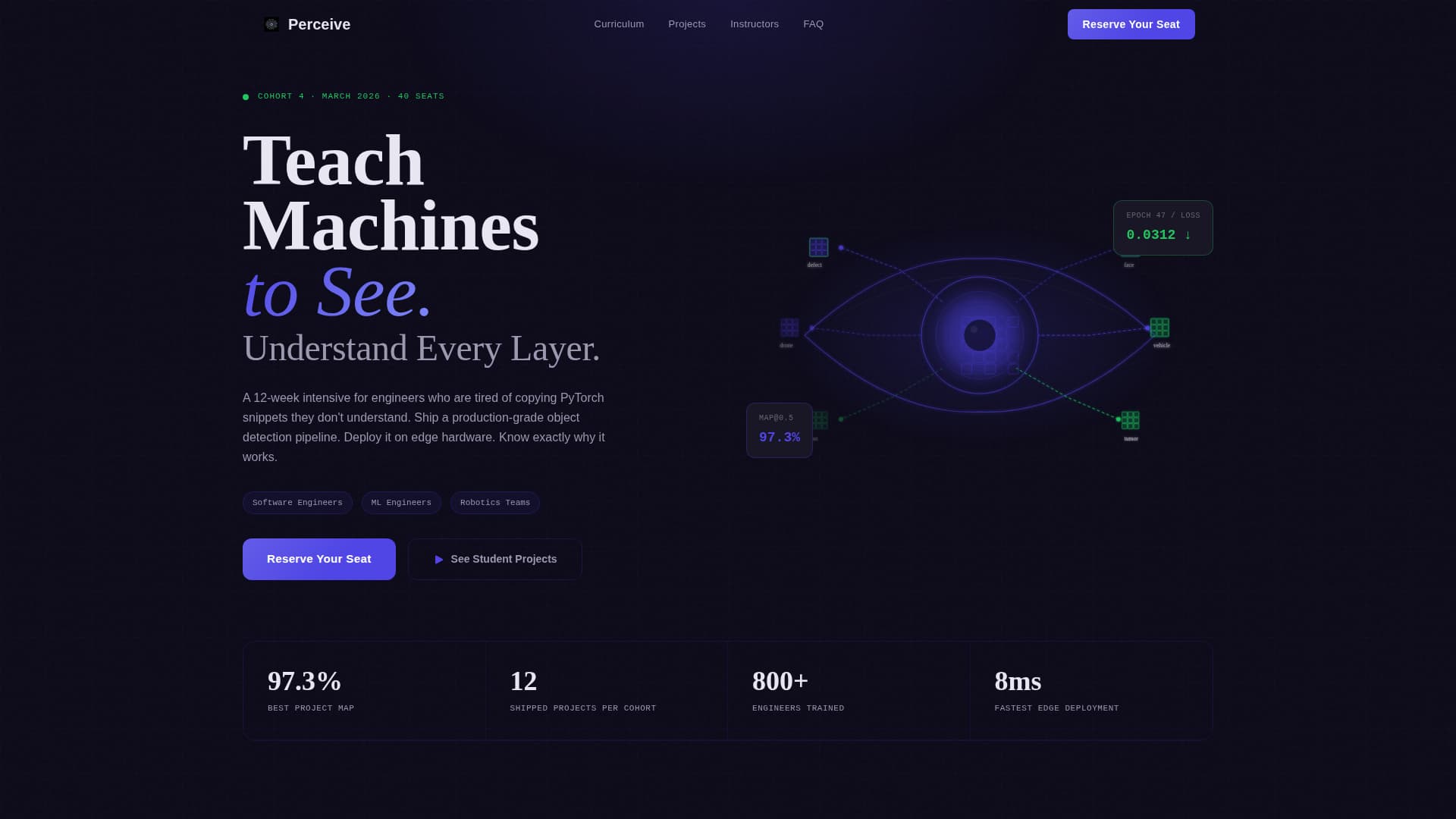 Perceive - Immersive Visiontraining Landing Page Template