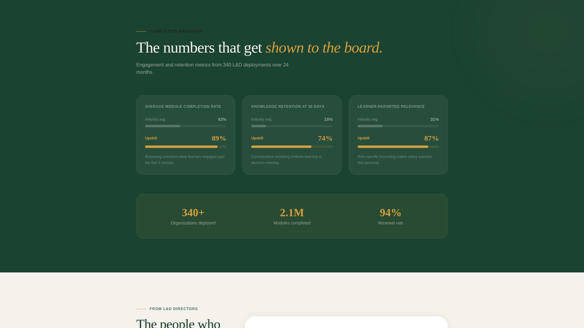 Upskill - Scenario-driven eLearning Landing Page Template