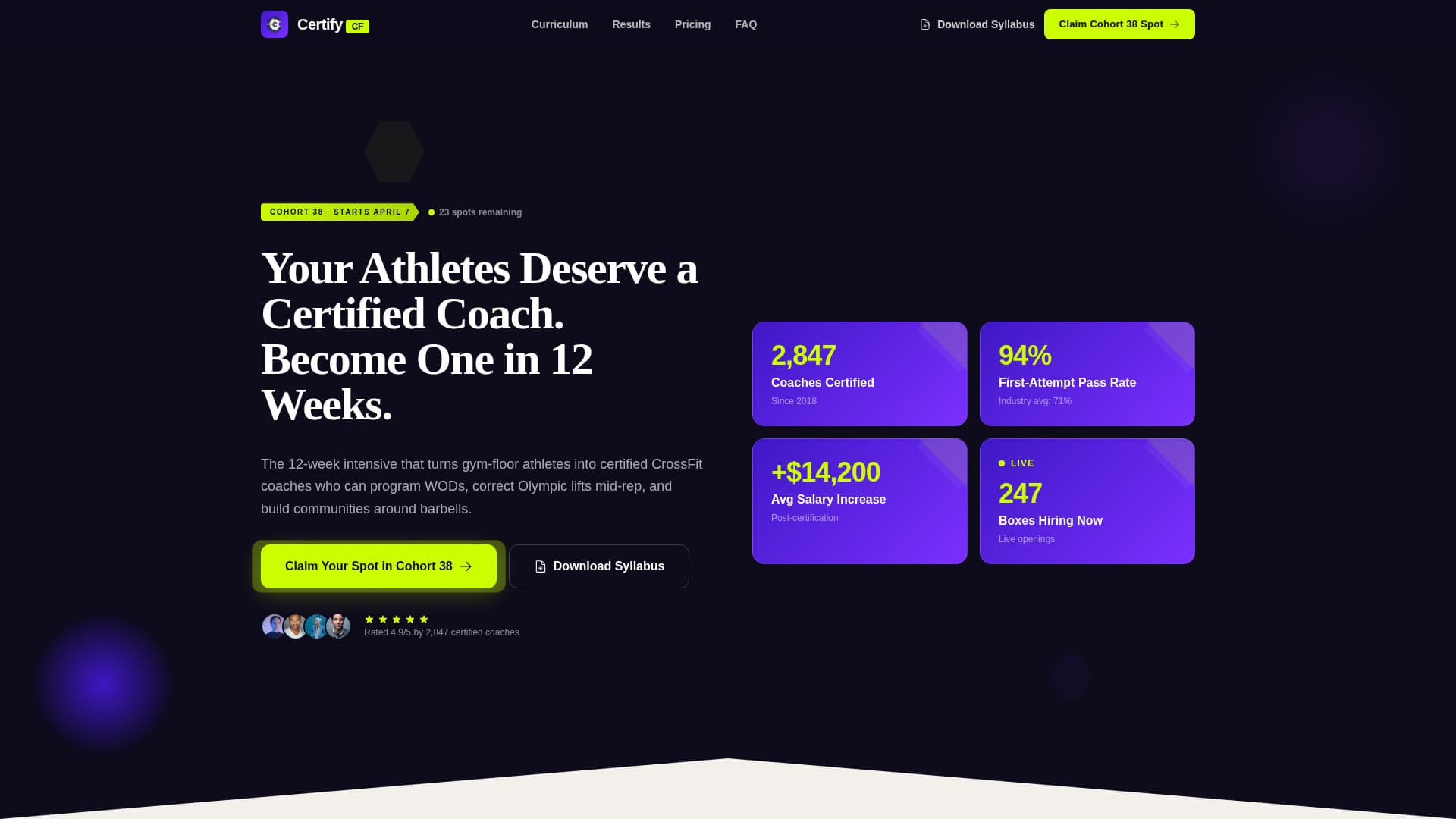 Certify - Electrifying Crossfit Landing Page Template