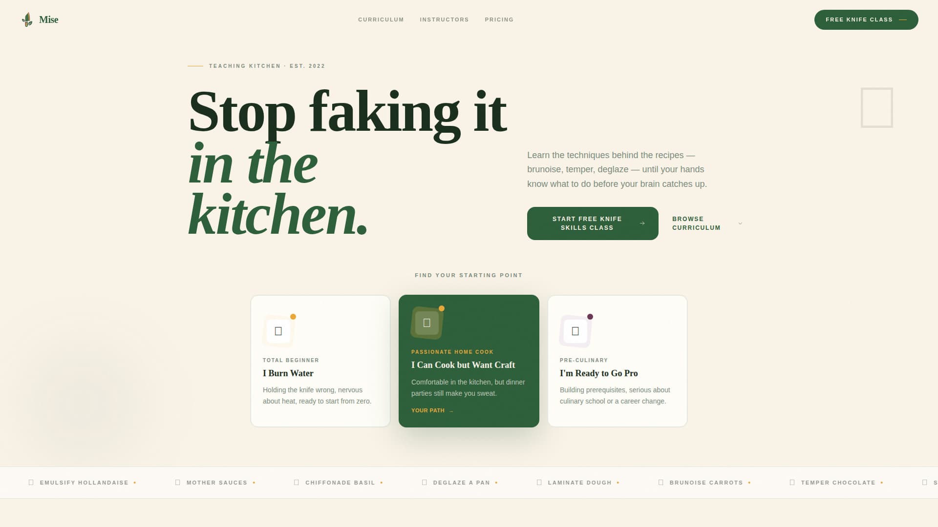 Mise - Playful Culinary Landing Page Template