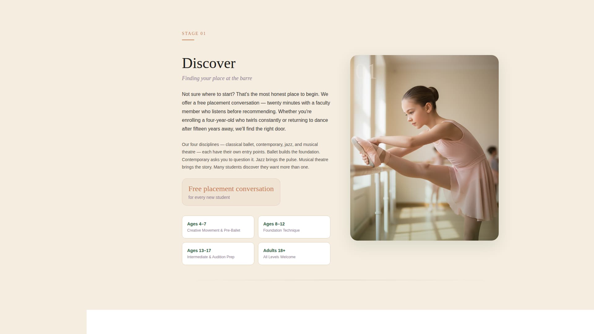 Barre - Elegant Dance Conservatory Landing Page Template