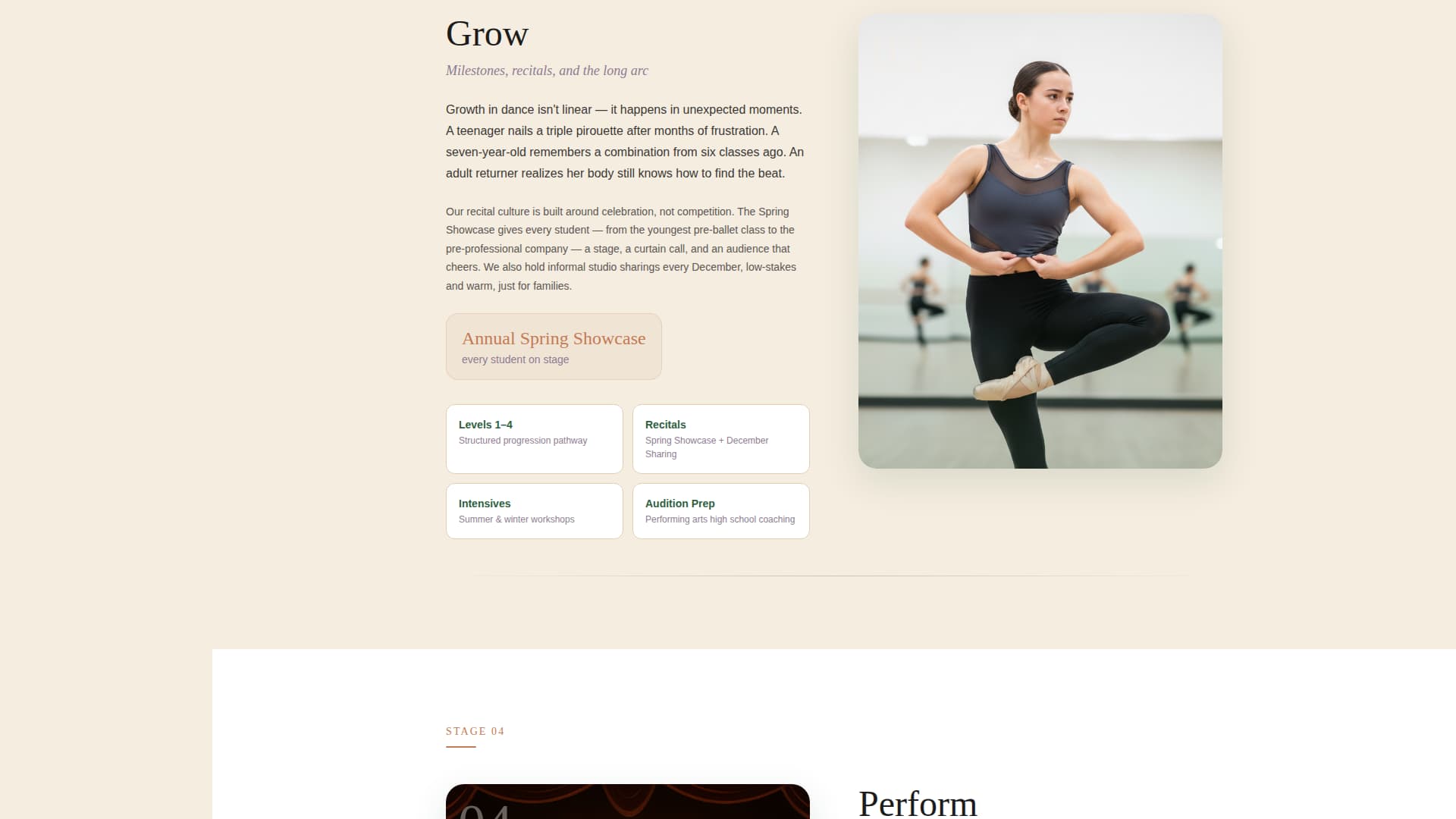 Barre - Elegant Dance Conservatory Landing Page Template