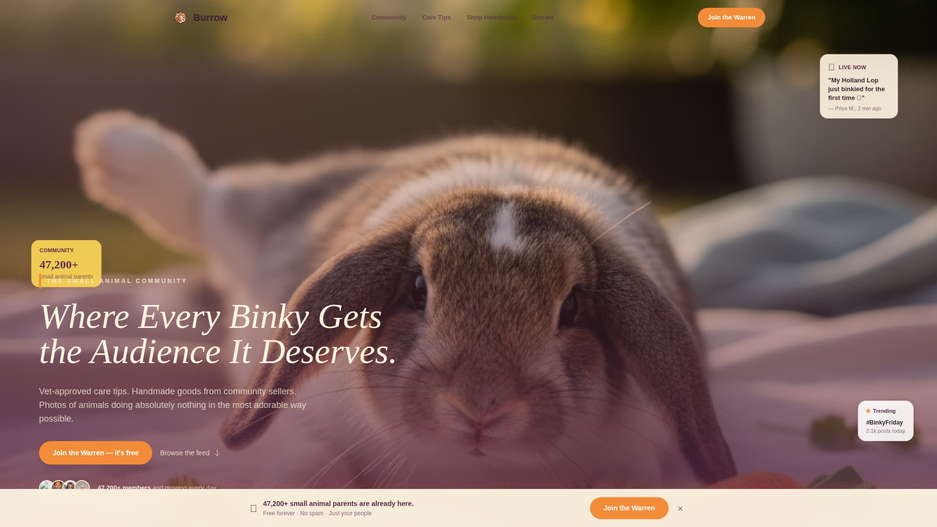 Warren - Warm Petcommunity Landing Page Template
