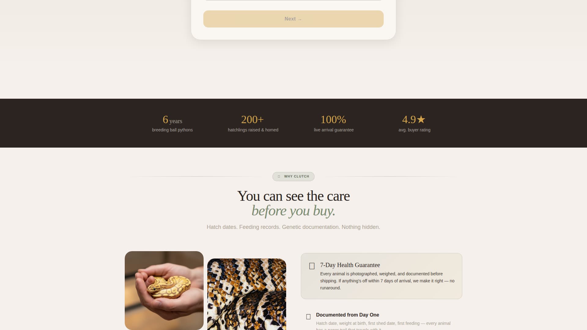 Clutch - Warm Reptilebreeder Landing Page Template