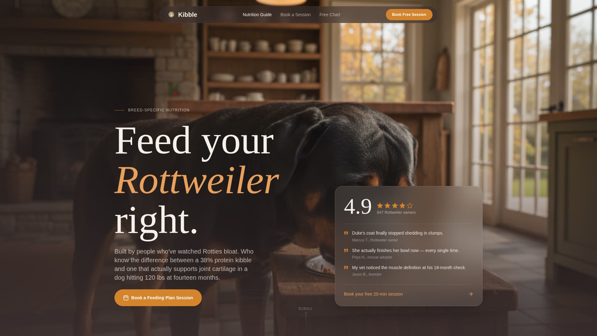 Rottweiler - Premium Diet Landing Page Template